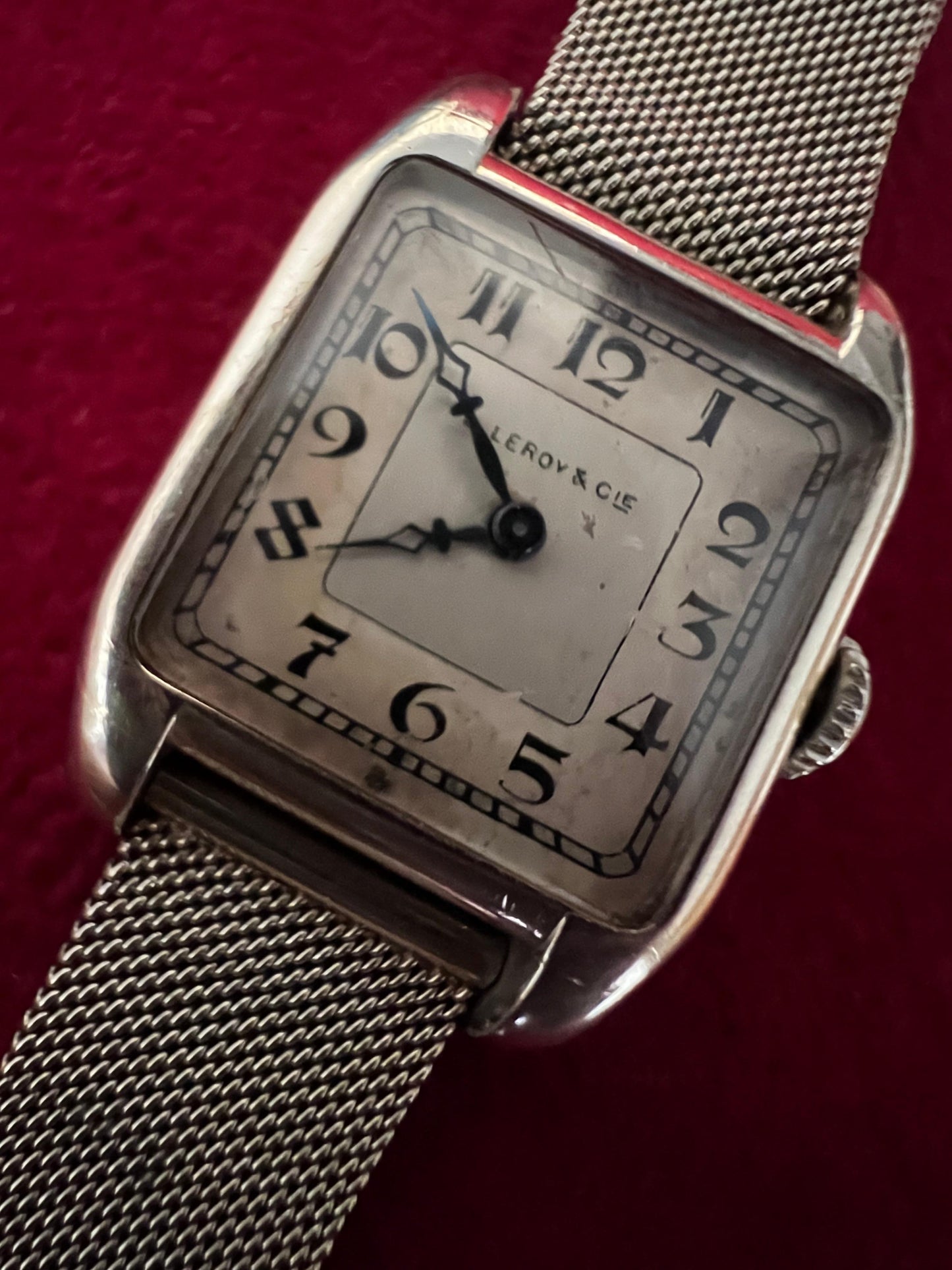 Frisman Vintage L.Leroy & Cie Platinum Tank Watch With Bracelet ca' 1920's