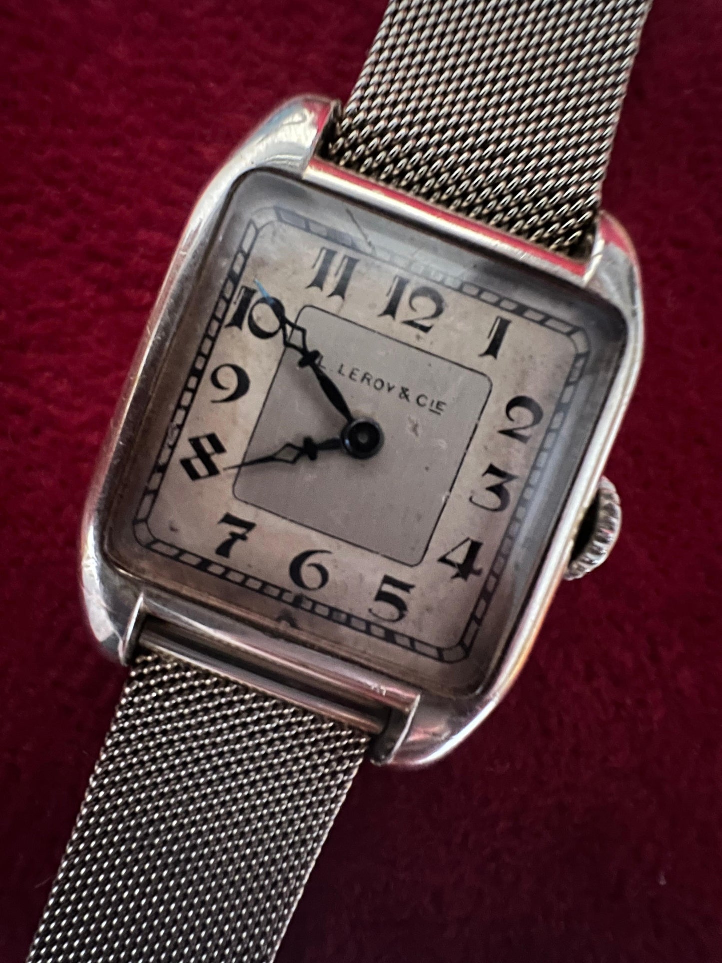 Frisman Vintage L.Leroy & Cie Platinum Tank Watch With Bracelet ca' 1920's