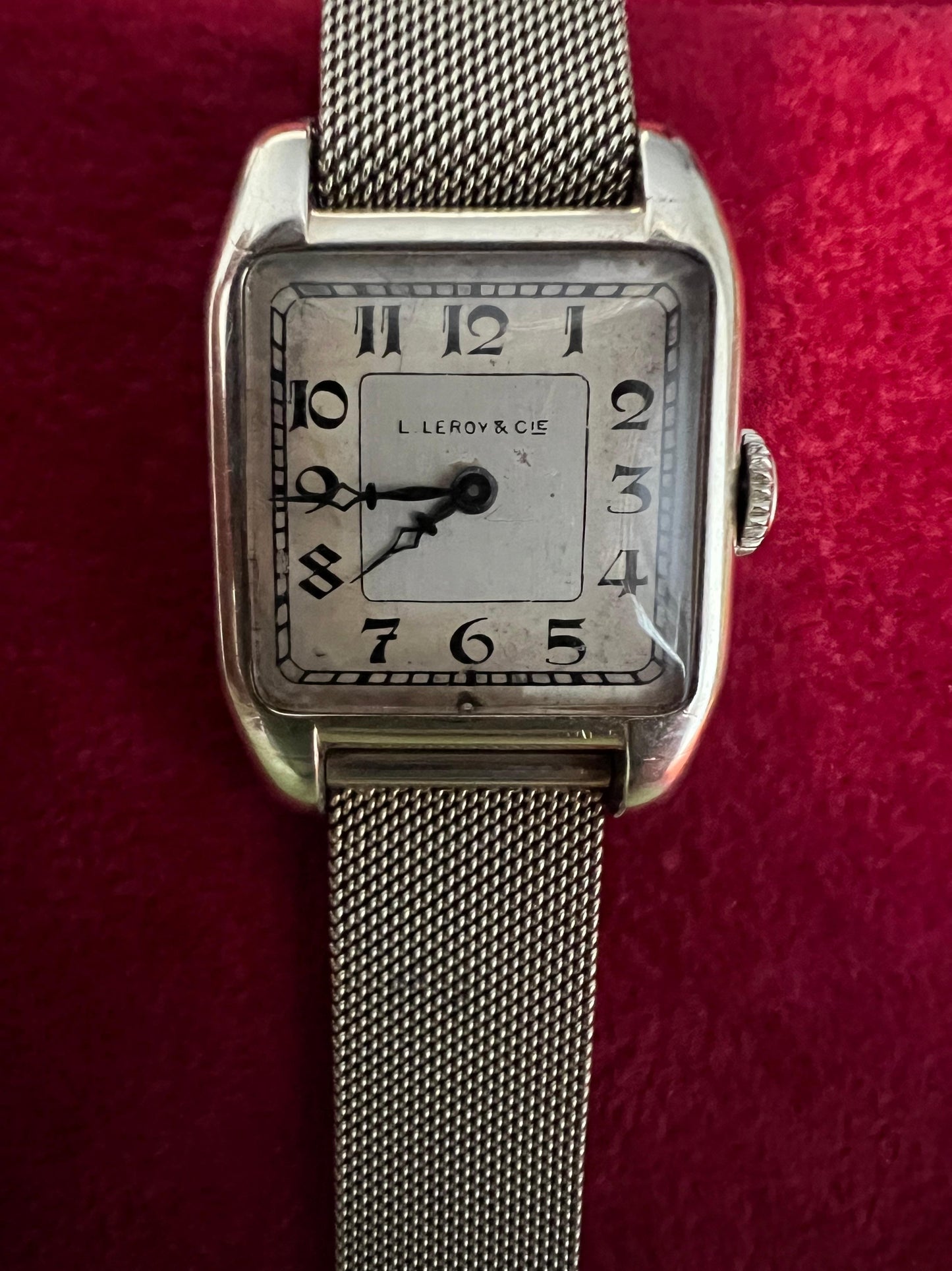 Frisman Vintage L.Leroy & Cie Platinum Tank Watch With Bracelet ca' 1920's