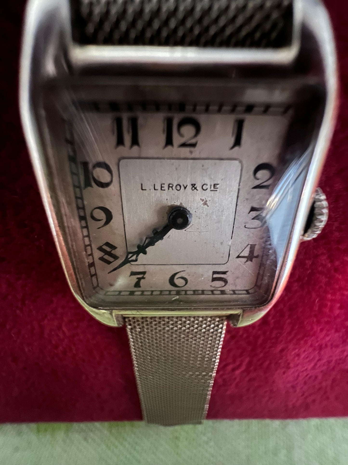 Frisman Vintage L.Leroy & Cie Platinum Tank Watch With Bracelet ca' 1920's