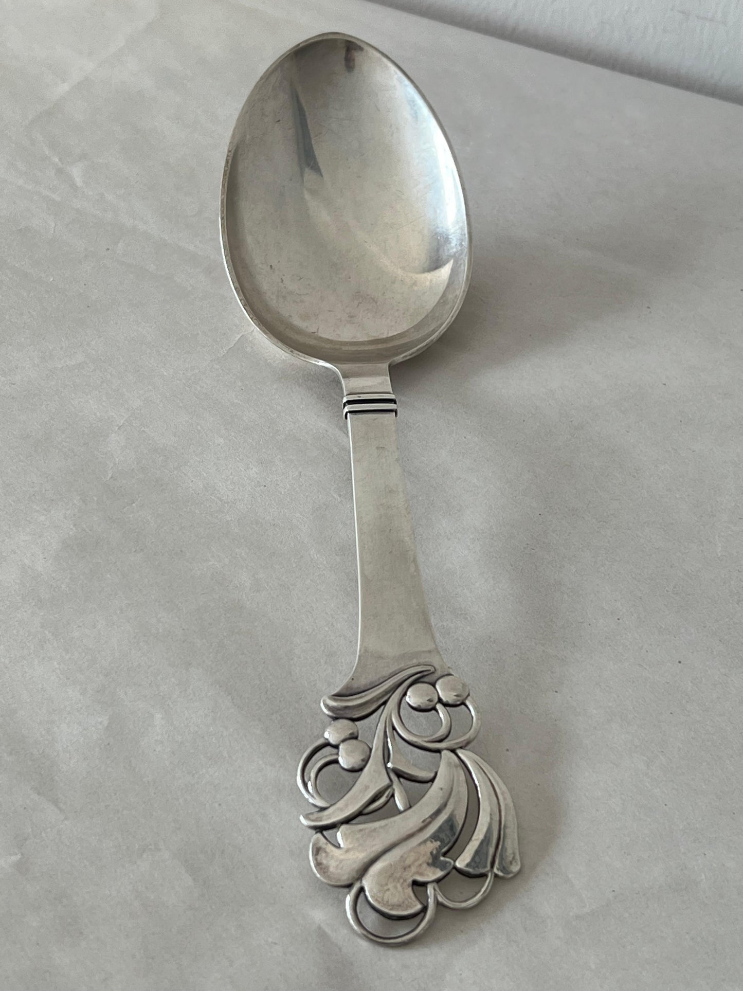 Frisman Vintage A Large Serving Spoon by Carl M. Cohr Horsens Solvvarefabrik Sterling Silver