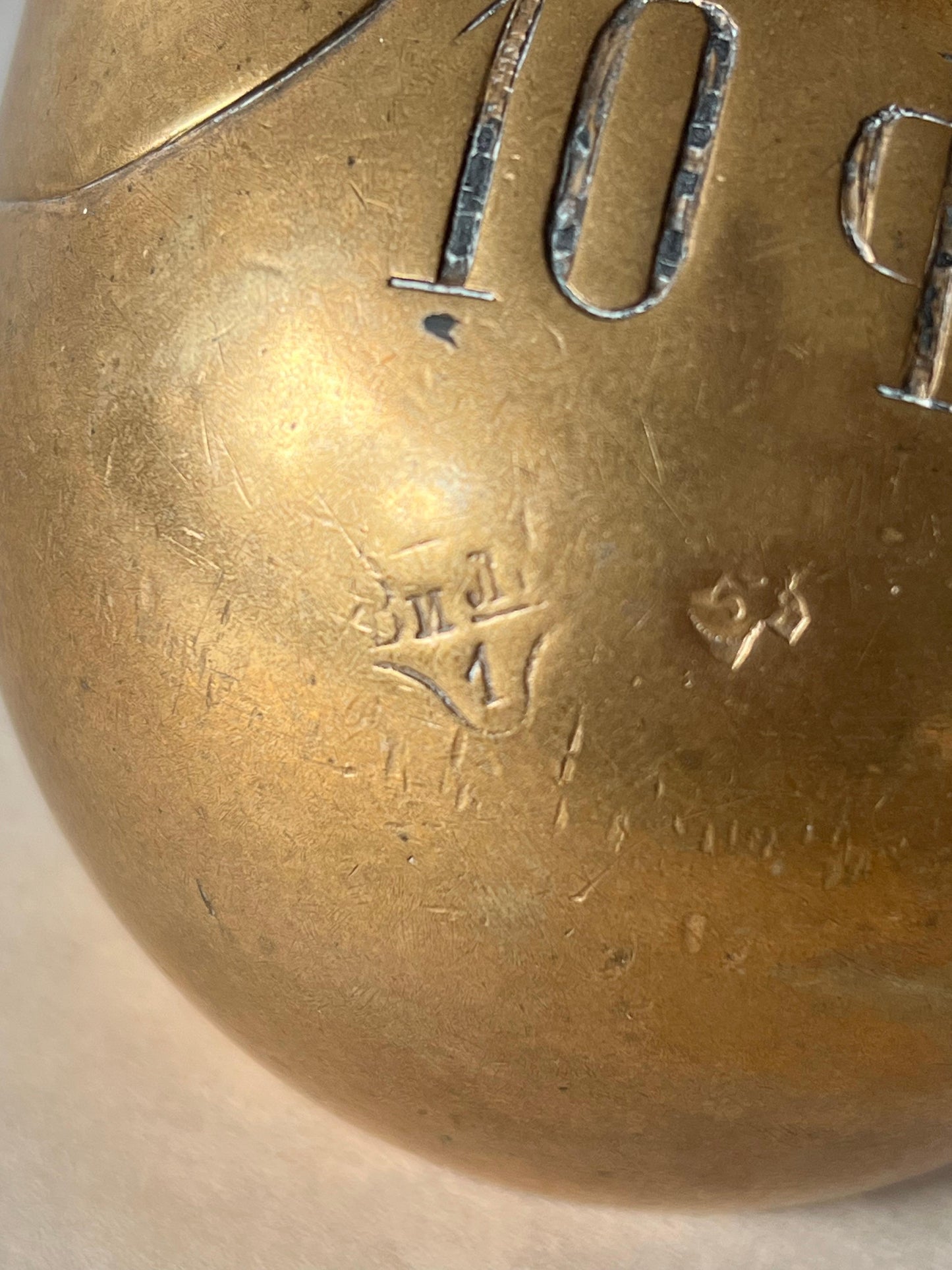 Frisman Vintage Antique Russian Bronze Kettlebell Weight Girya 1898 10 Funts!