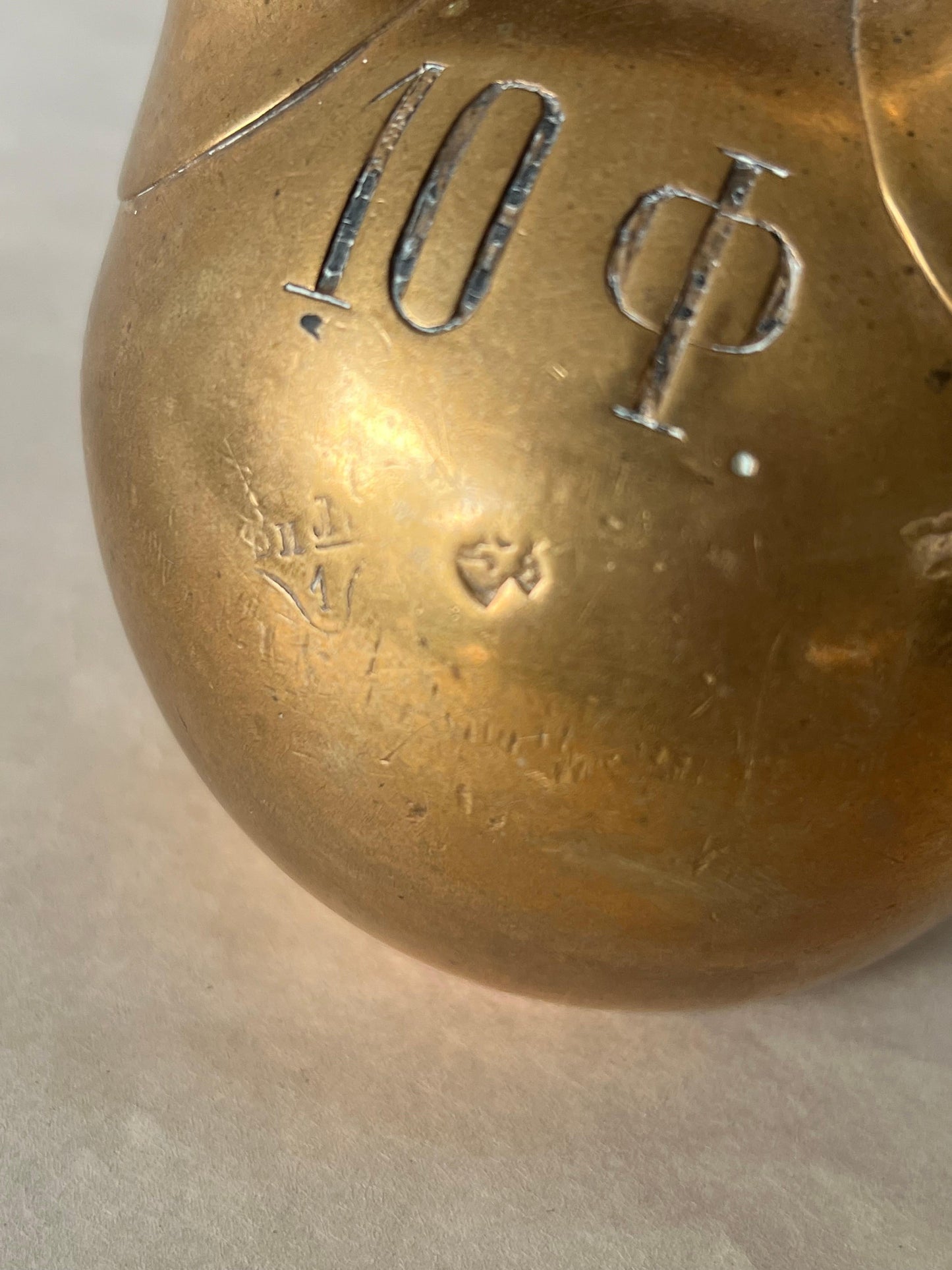Frisman Vintage Antique Russian Bronze Kettlebell Weight Girya 1898 10 Funts!