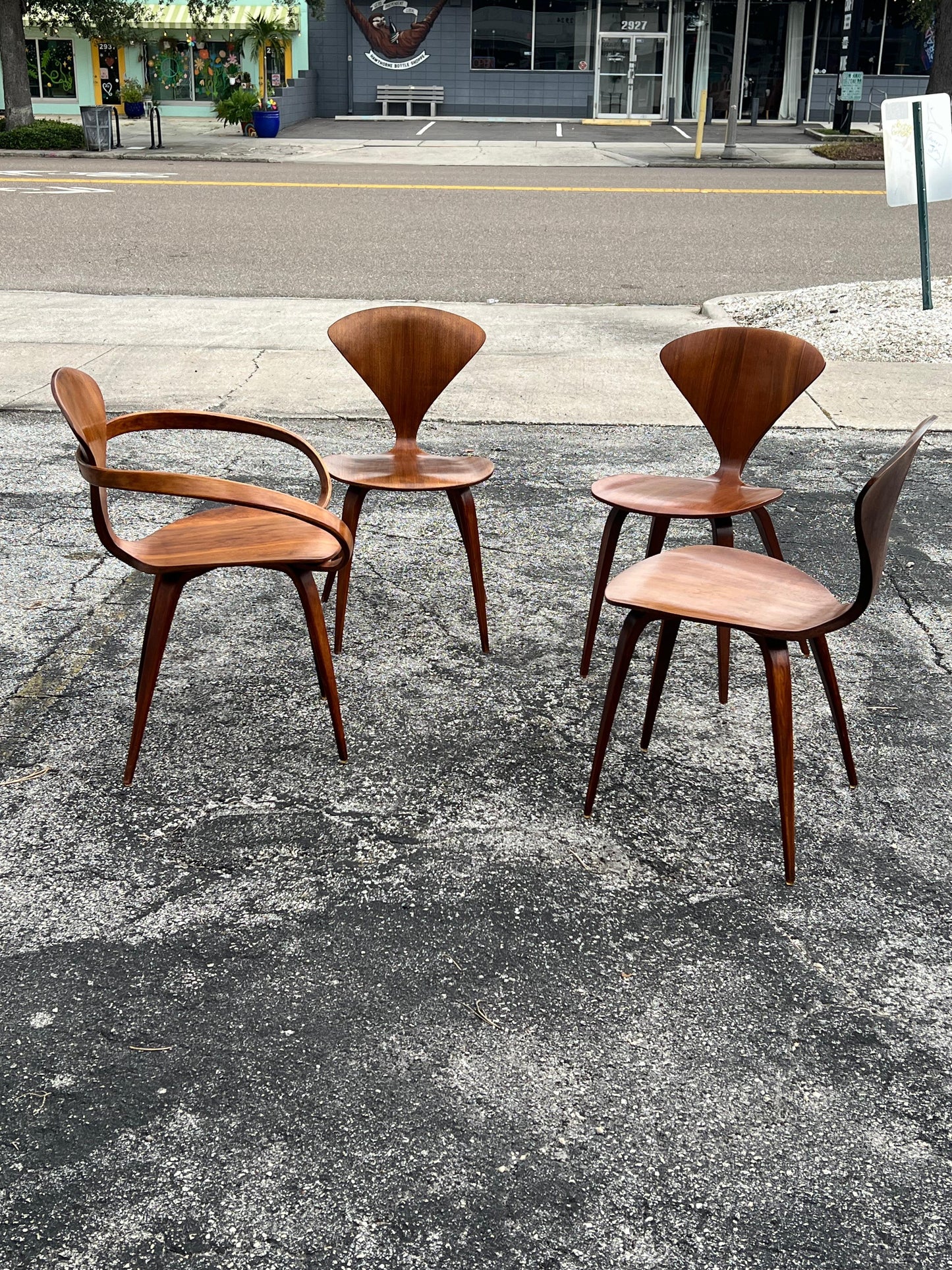 Frisman Vintage A Vintage Norman Cherner Plycraft Arm Chair And Three Side Chairs ca' 1950's