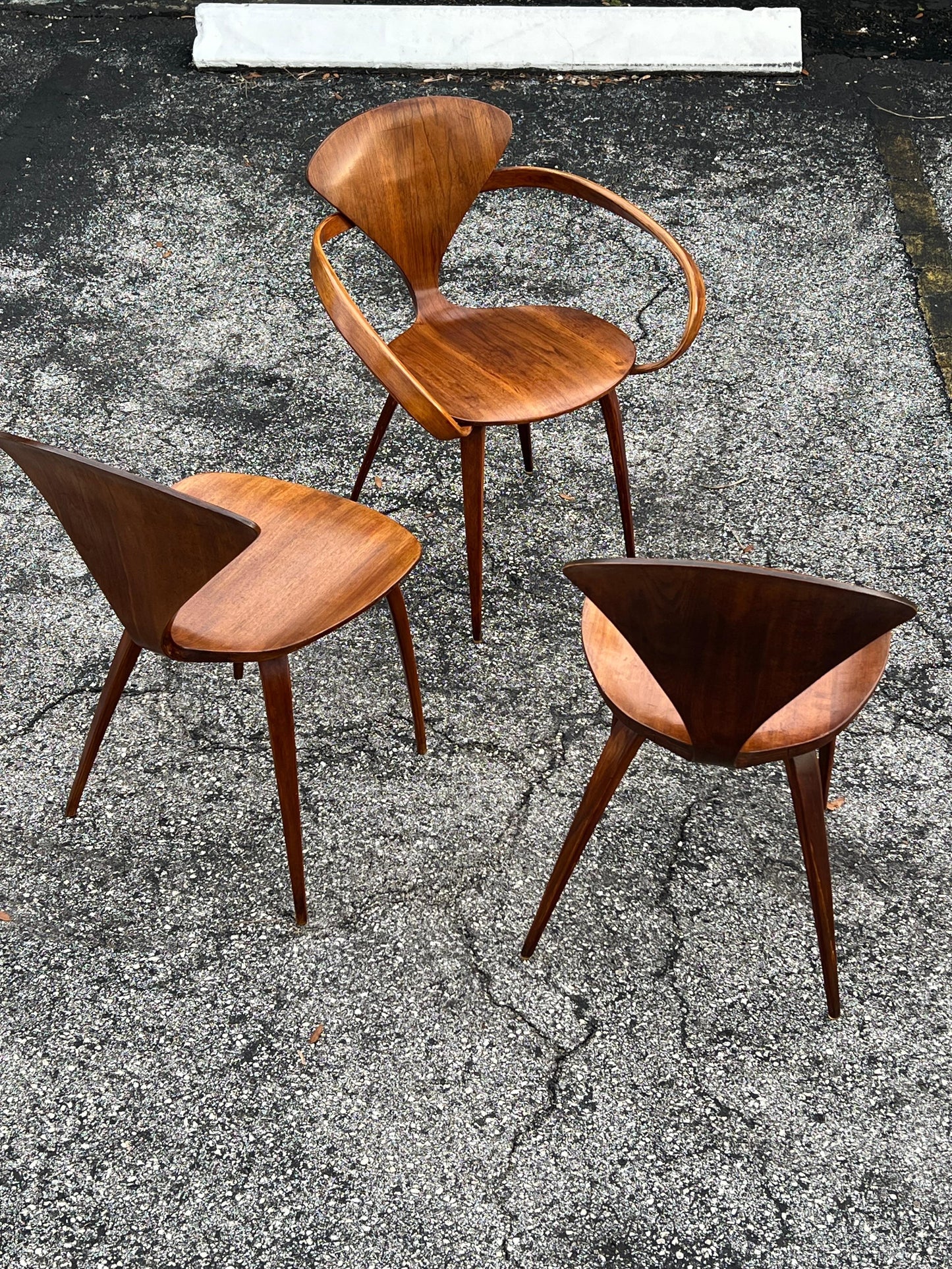 Frisman Vintage A Vintage Norman Cherner Plycraft Arm Chair And Three Side Chairs ca' 1950's