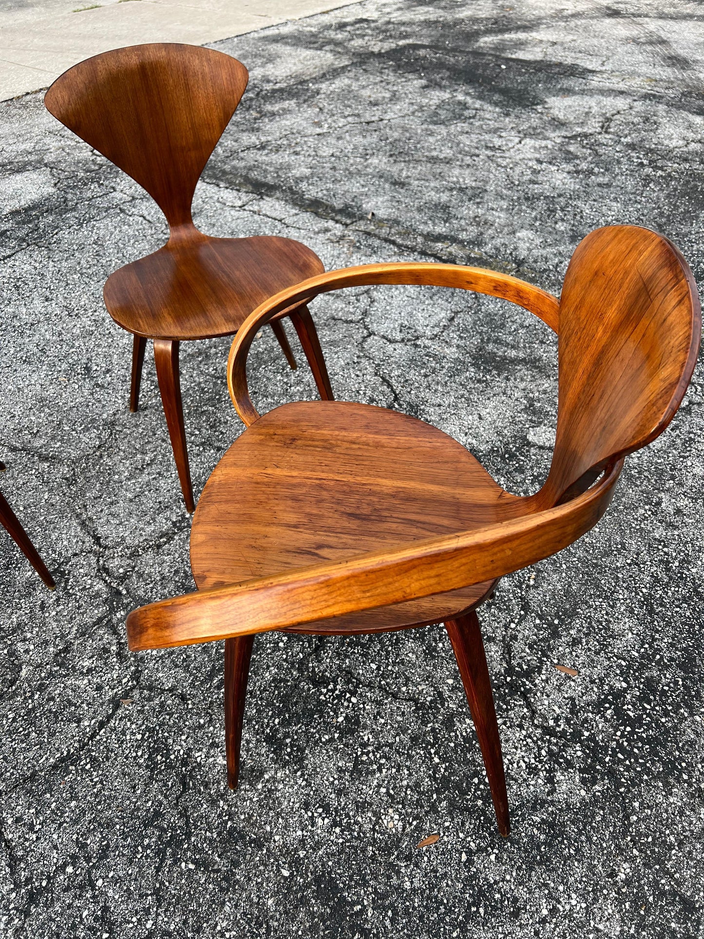 Frisman Vintage A Vintage Norman Cherner Plycraft Arm Chair And Three Side Chairs ca' 1950's