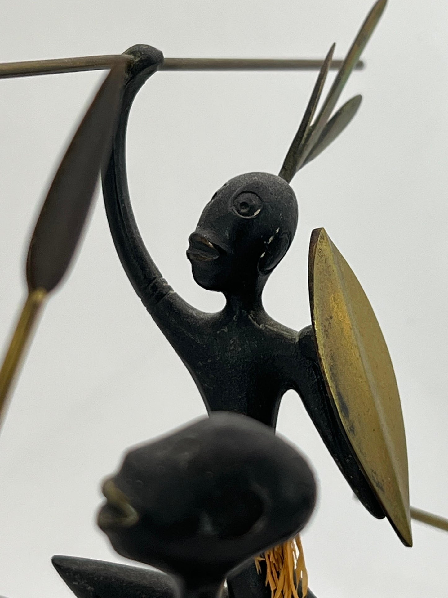 Frisman Vintage African Native Warrior Bronze Sculptures, Werkstatte Hagenauer, Austria, 1950s