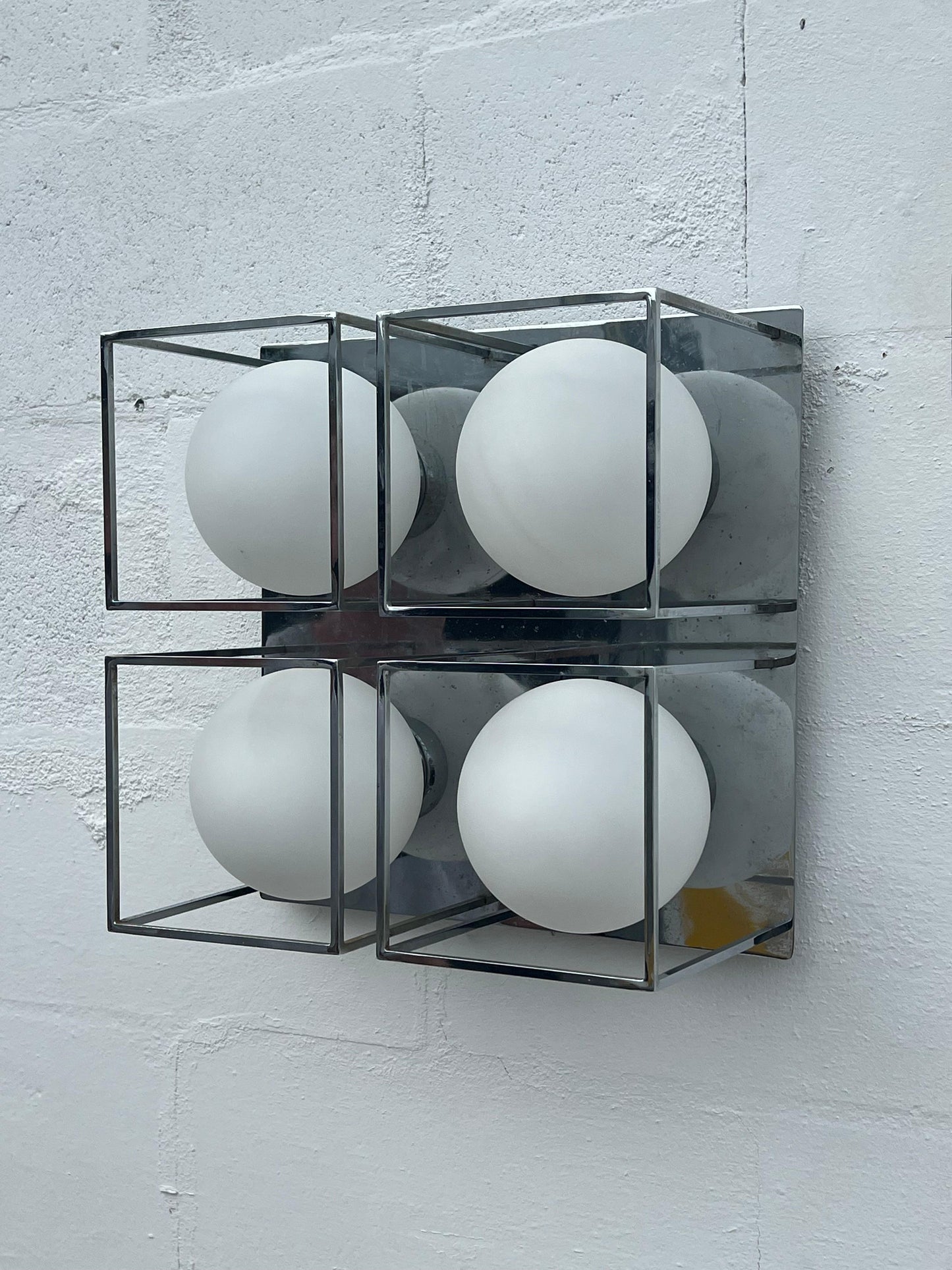 Frisman Vintage Space Age Wall Or Ceiling Lights Chrome And Glass