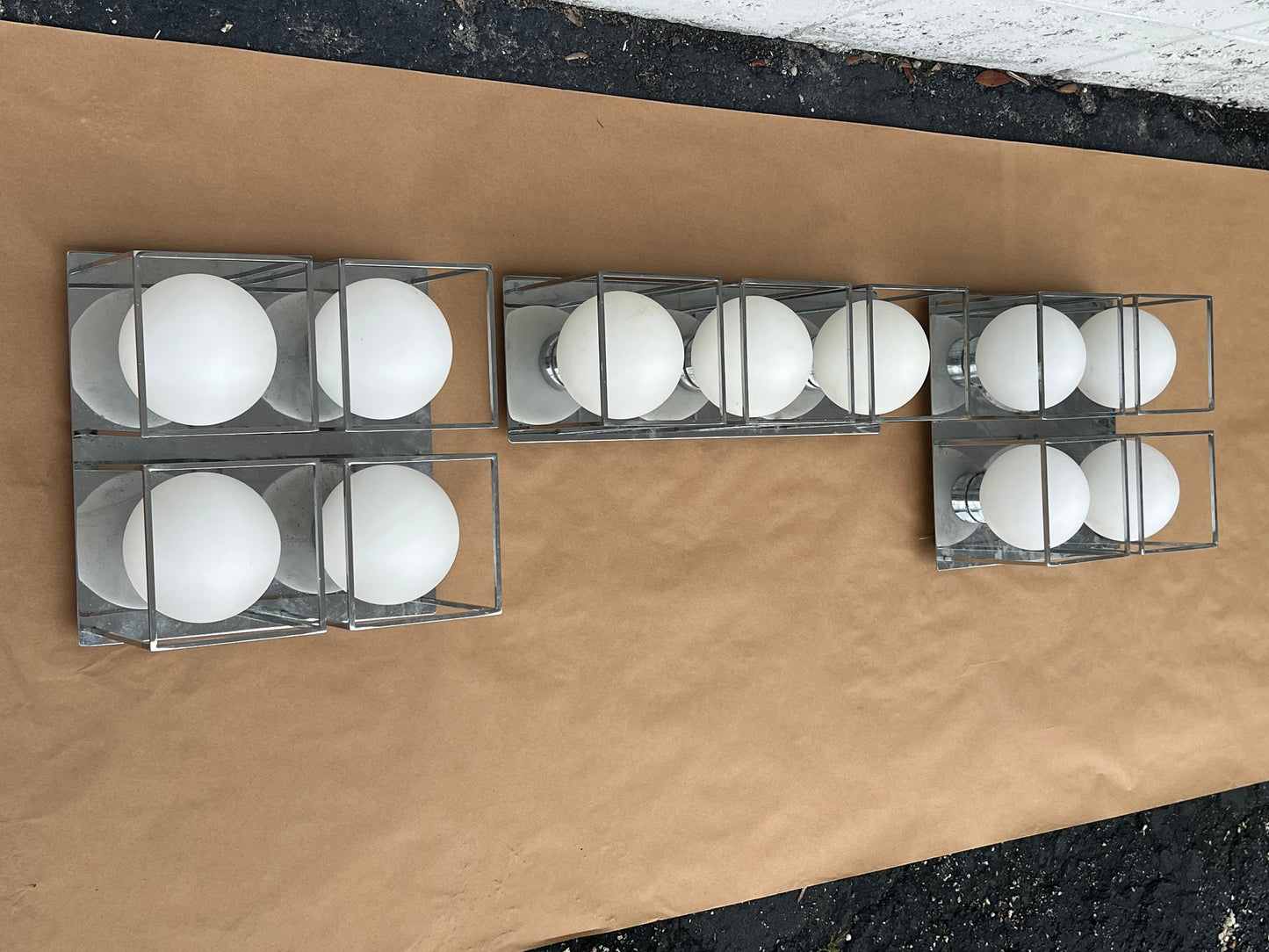 Frisman Vintage Space Age Wall Or Ceiling Lights Chrome And Glass