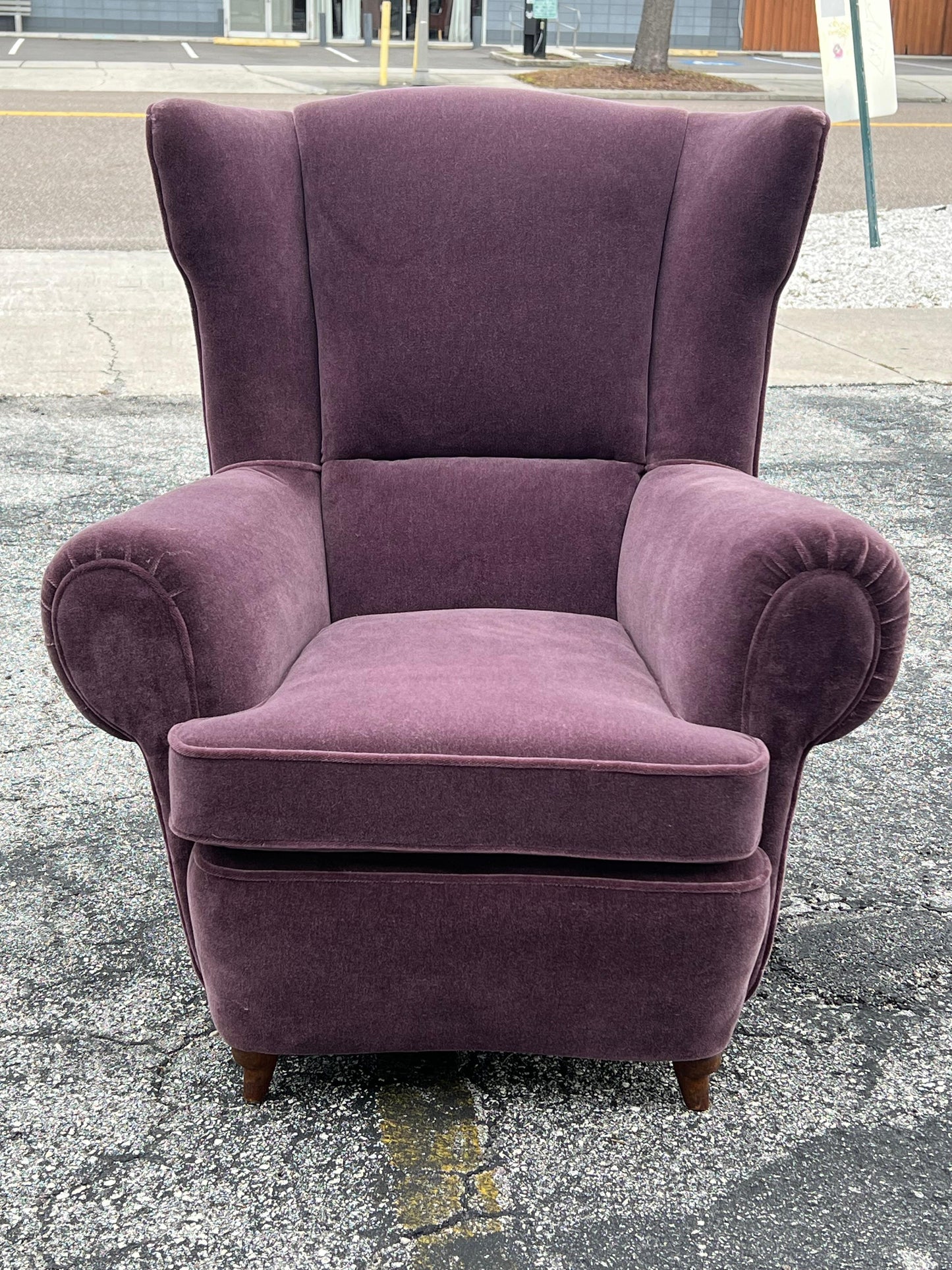 Frisman Vintage Unusual Italian Wingback Chair ca' 1940's Mohair