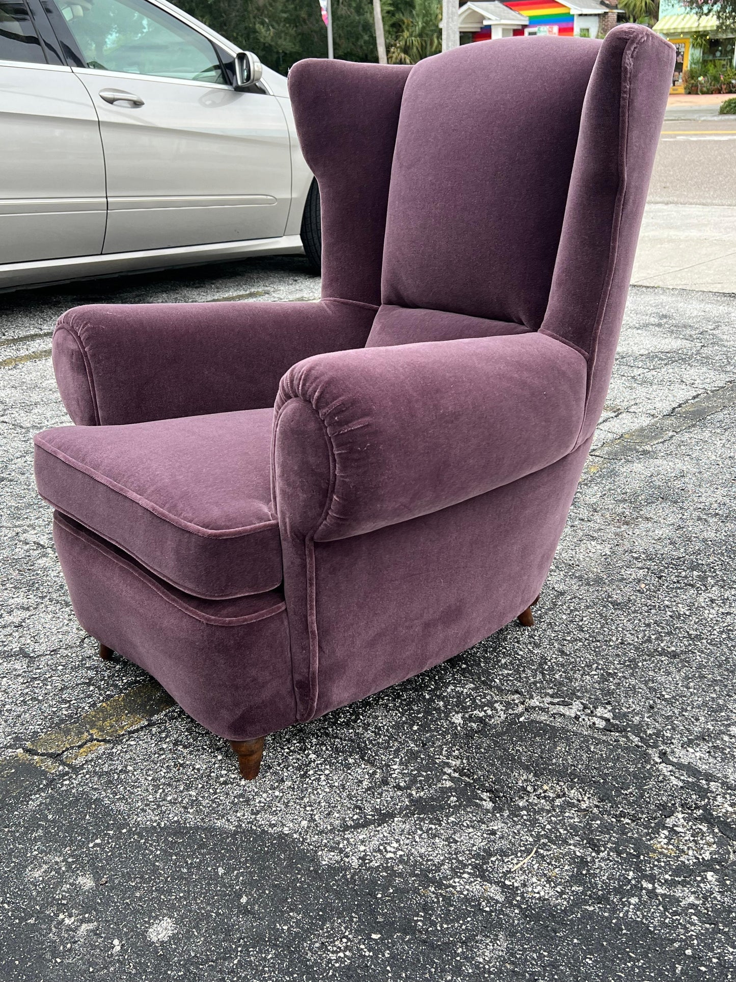 Frisman Vintage Unusual Italian Wingback Chair ca' 1940's Mohair