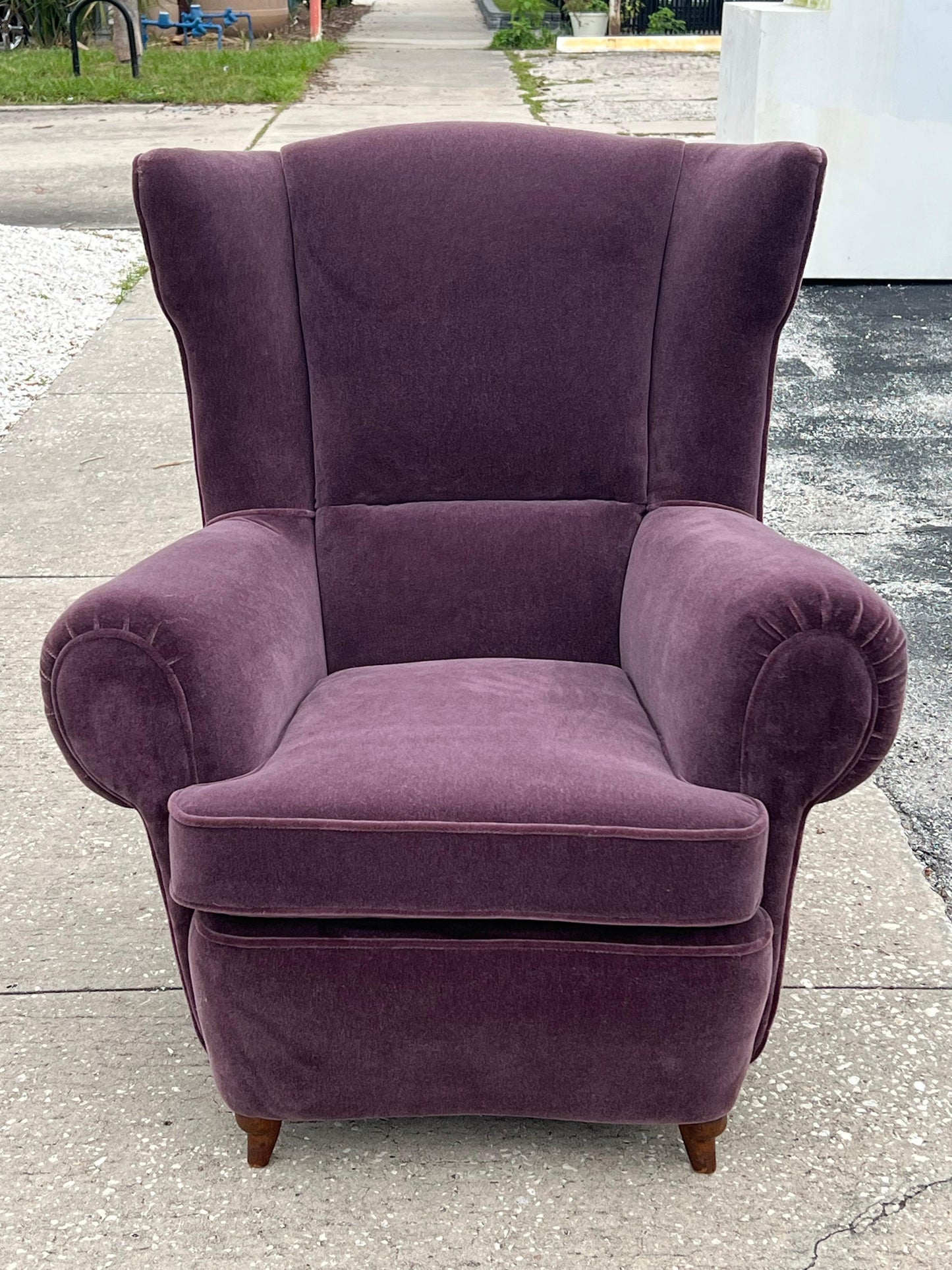 Frisman Vintage Unusual Italian Wingback Chair ca' 1940's Mohair