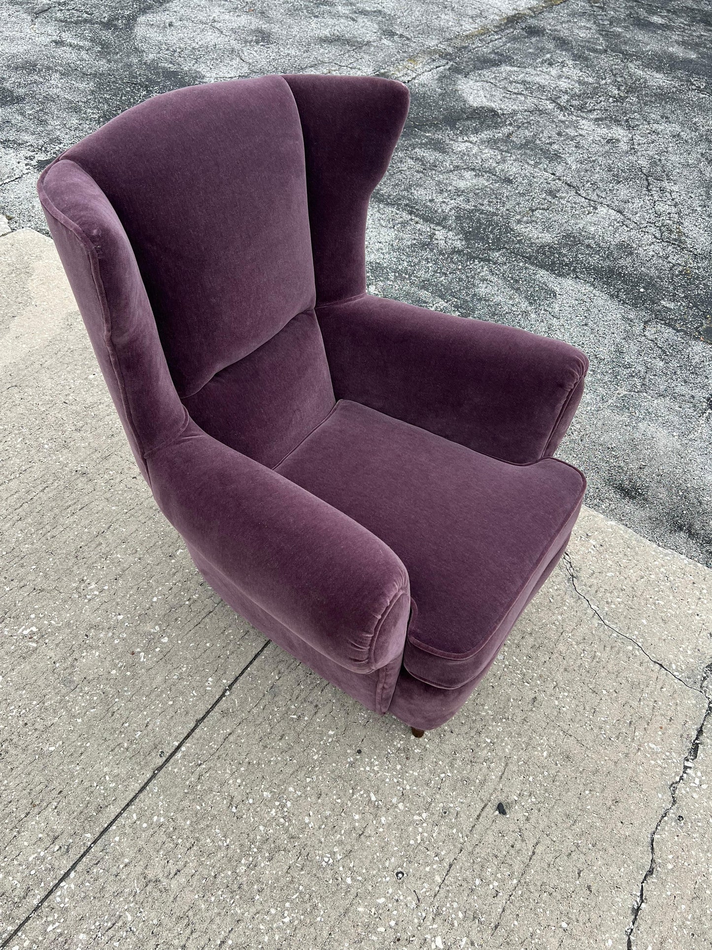 Frisman Vintage Unusual Italian Wingback Chair ca' 1940's Mohair