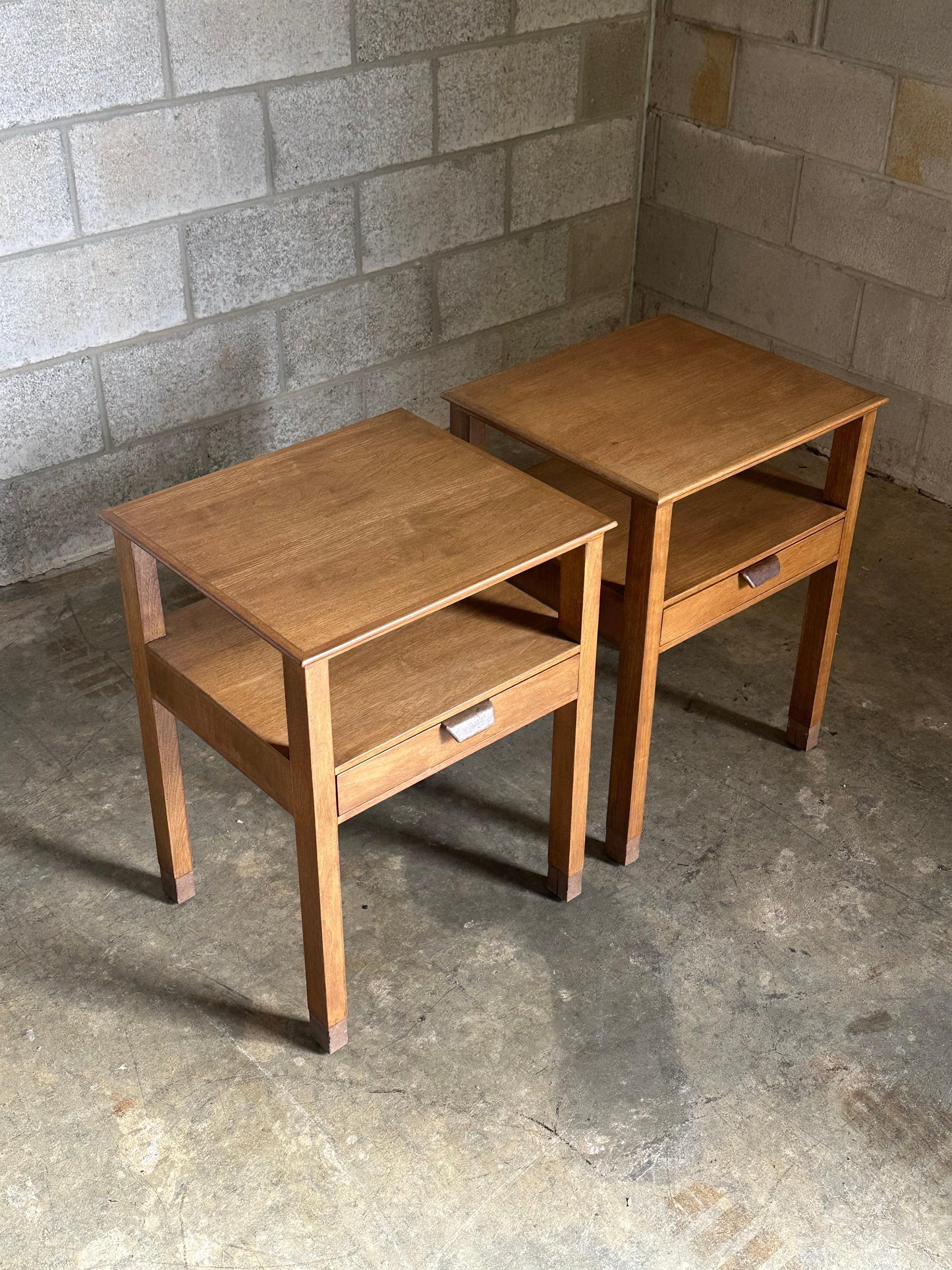 Frisman Vintage Edward Wormley for Dunbar Nightstands, Walnut and Leather