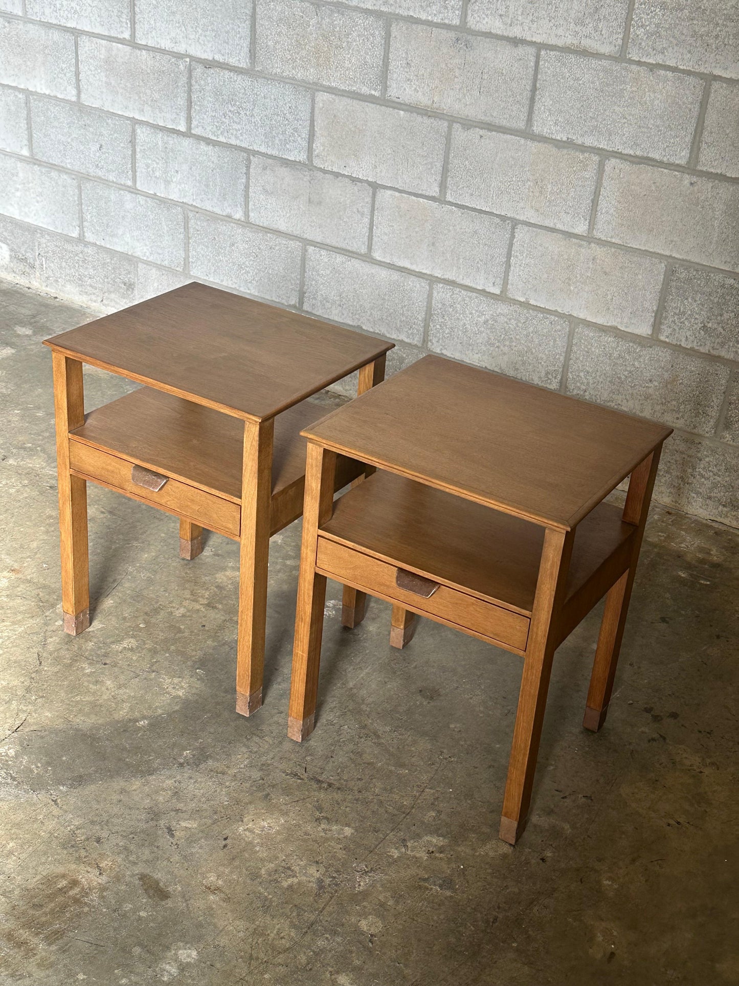 Frisman Vintage Edward Wormley for Dunbar Nightstands, Walnut and Leather