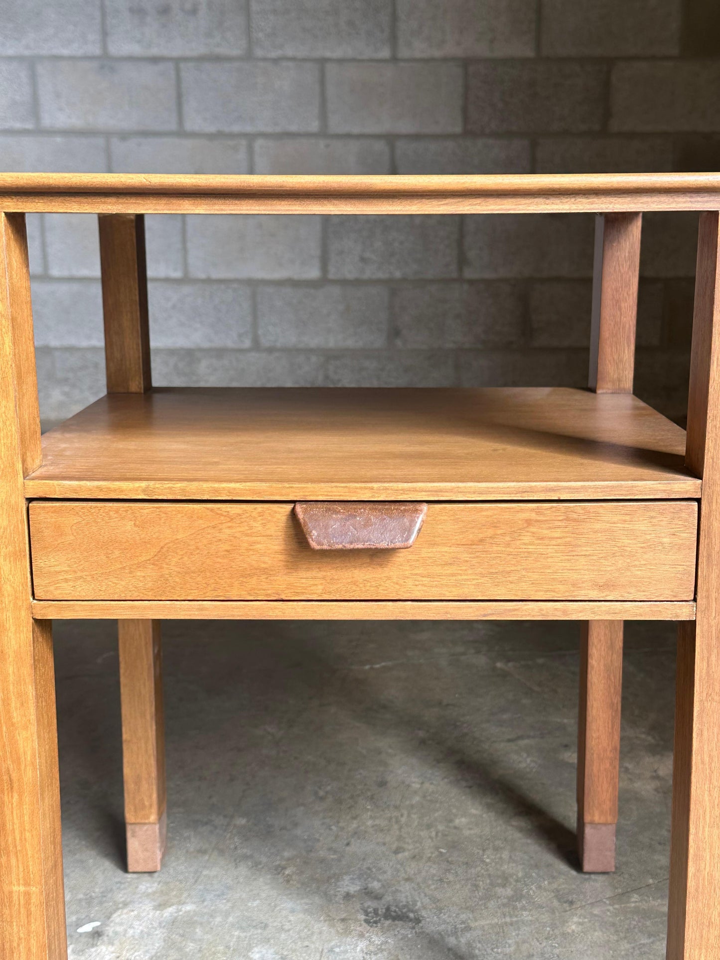 Frisman Vintage Edward Wormley for Dunbar Nightstands, Walnut and Leather