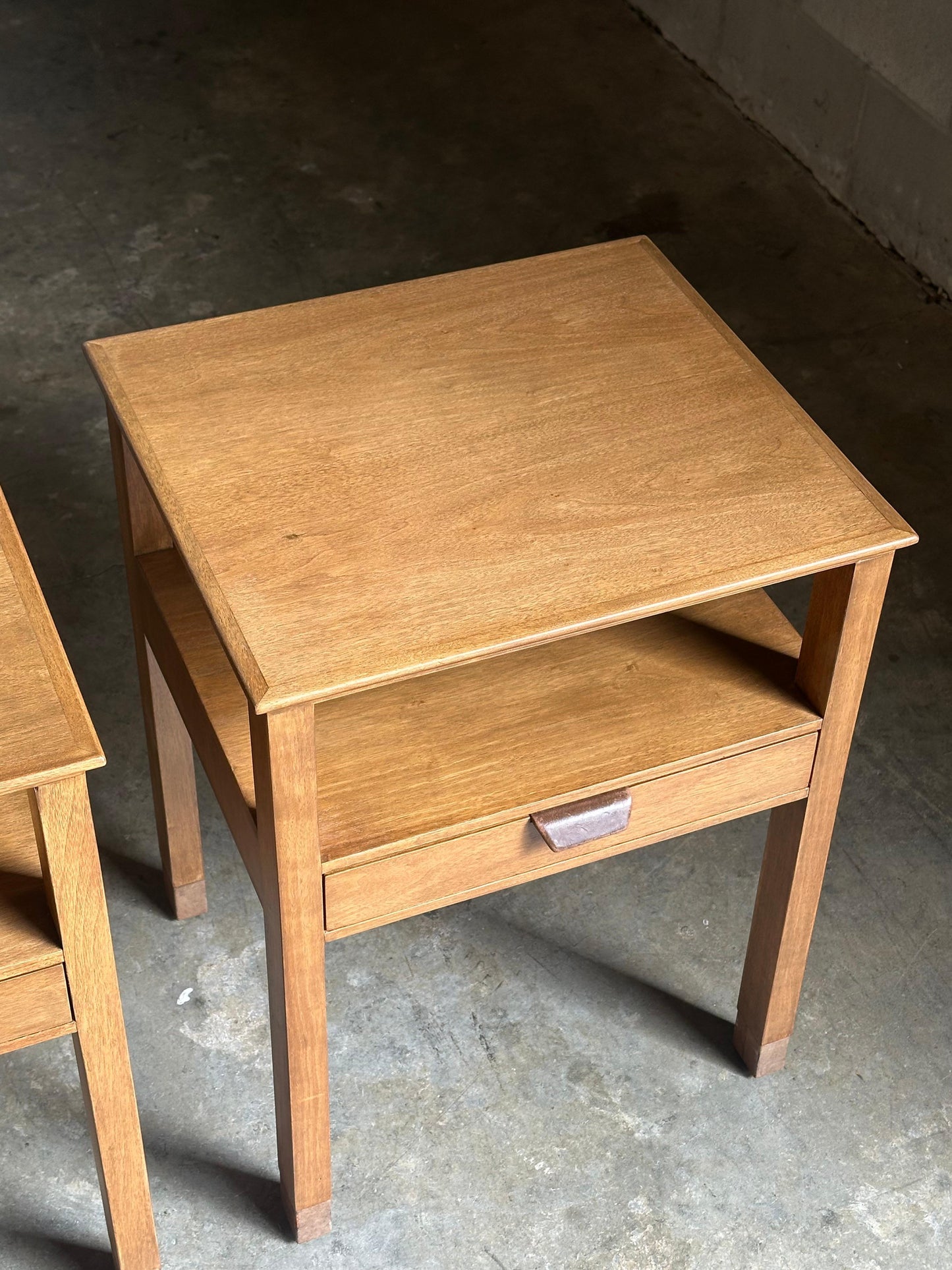 Frisman Vintage Edward Wormley for Dunbar Nightstands, Walnut and Leather