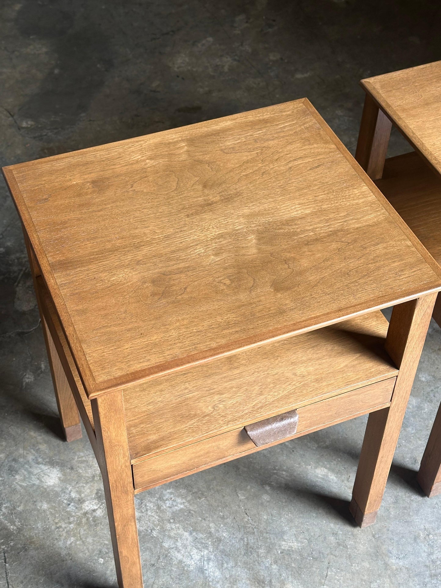 Frisman Vintage Edward Wormley for Dunbar Nightstands, Walnut and Leather