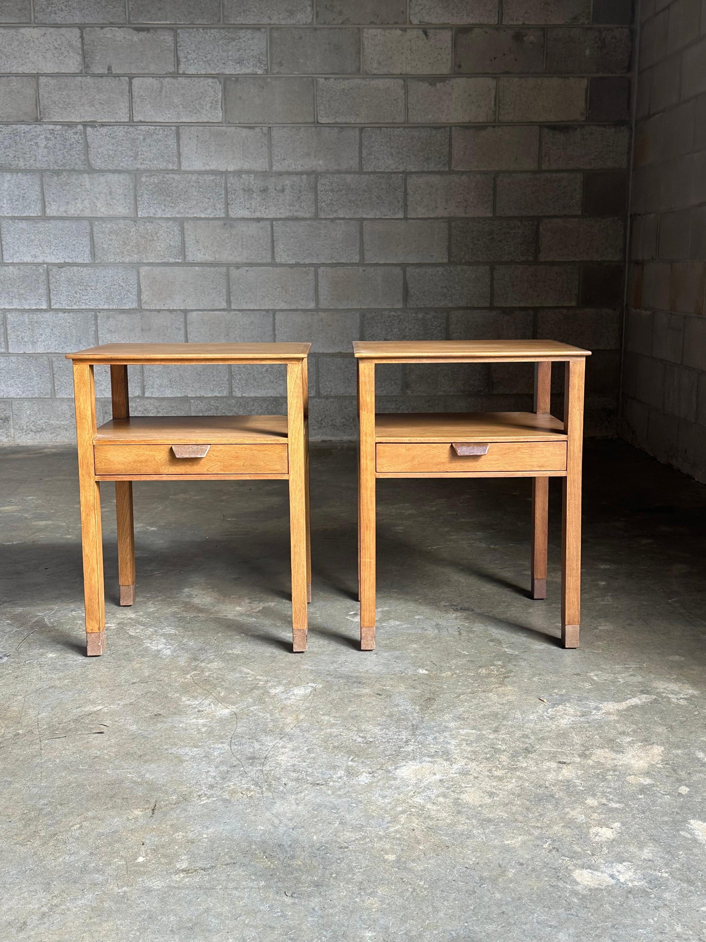 Frisman Vintage Edward Wormley for Dunbar Nightstands, Walnut and Leather