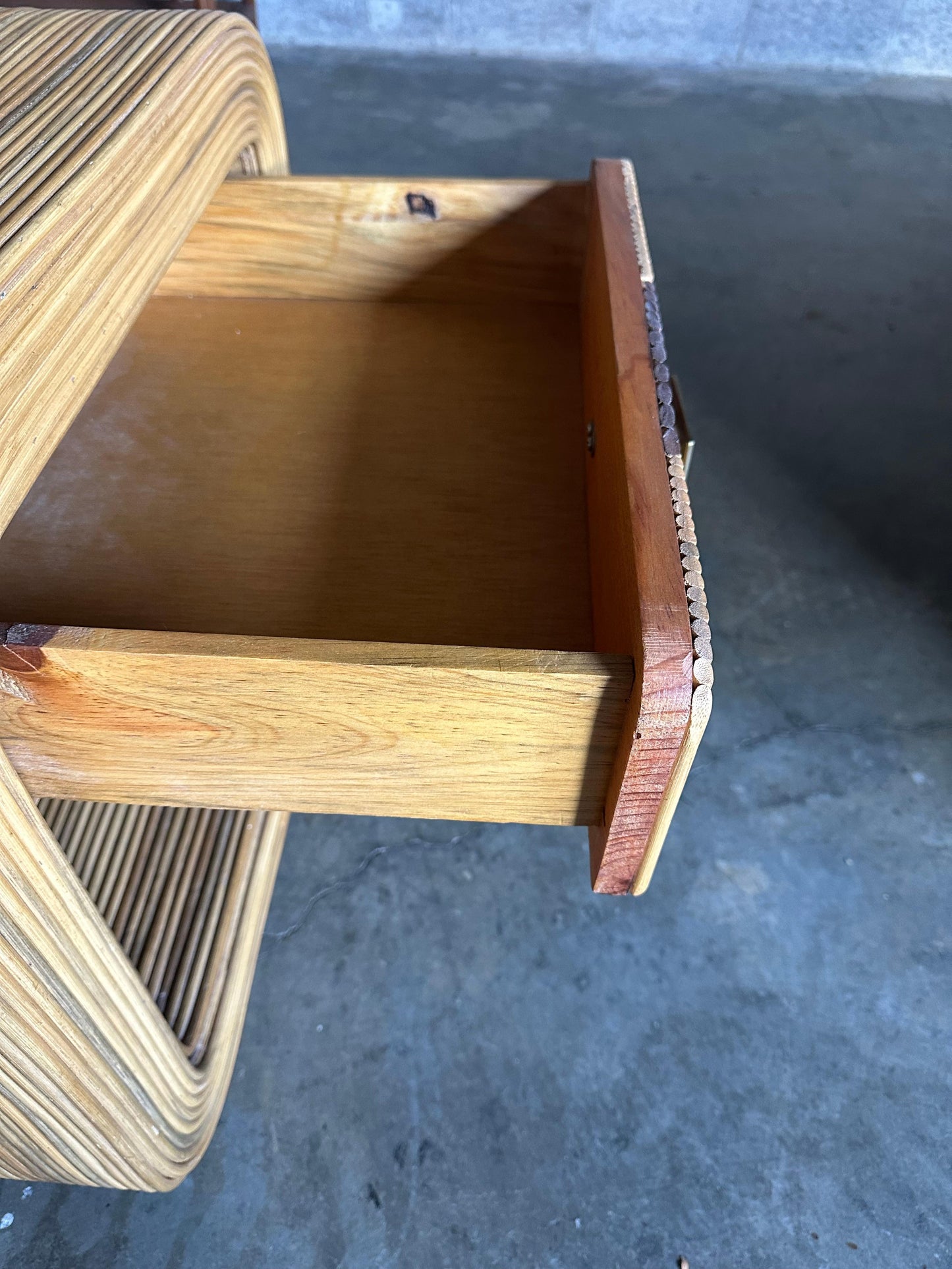 Frisman Vintage Pencil Reed Bamboo Nightstands After Betty Cobonpue