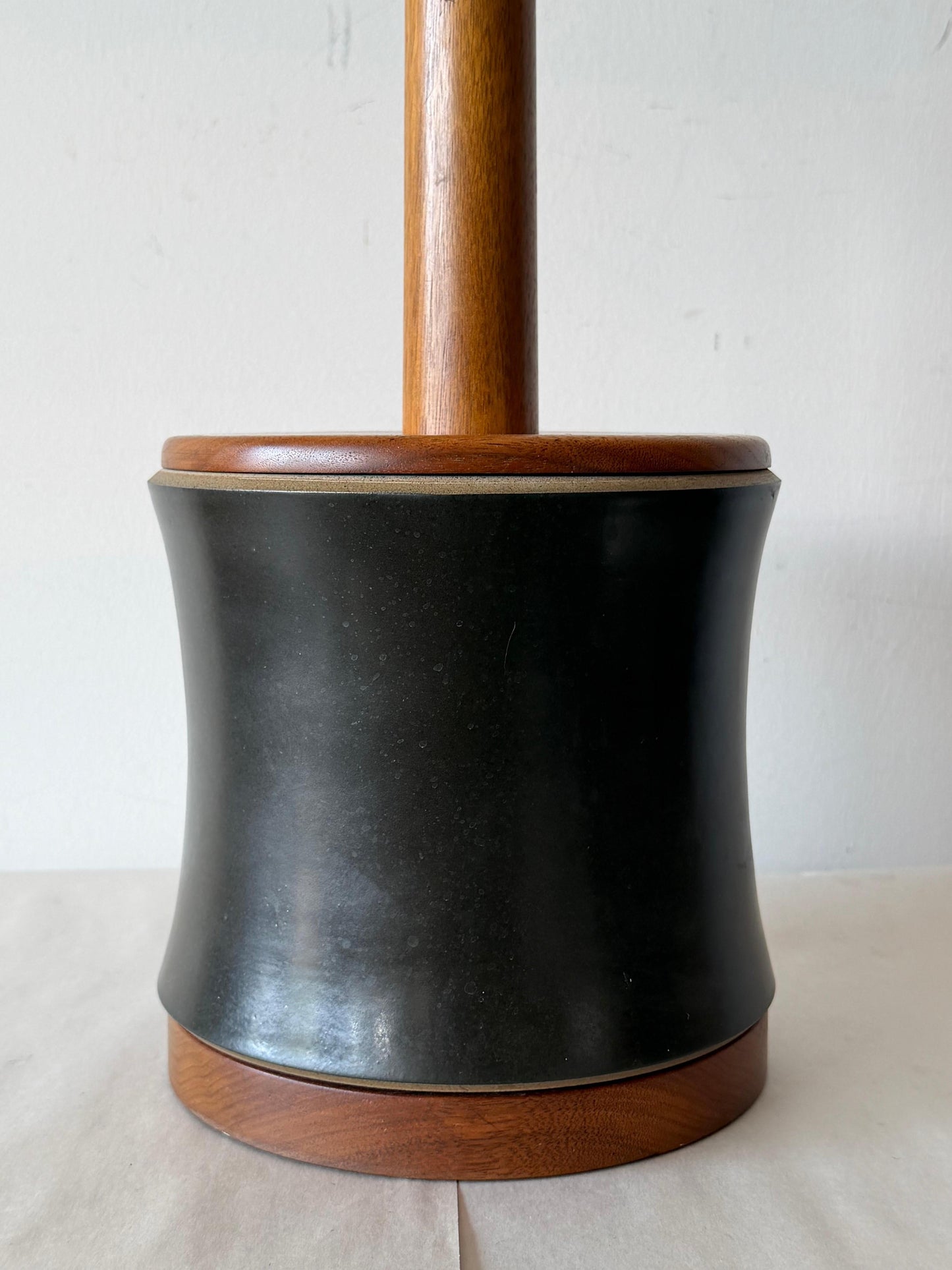 Frisman Vintage Martz Table Lamp Ceramic Bamboo Walnut ca' 1960's