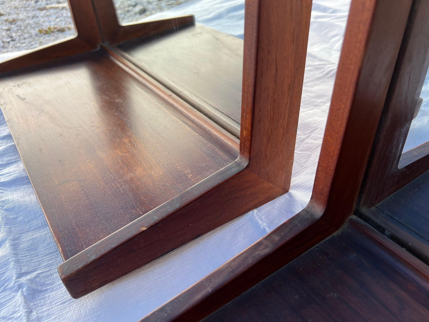 Frisman Vintage A Pair Of Teak Danish Mirrors With Shelves Aksel Kjersgaard 1960's