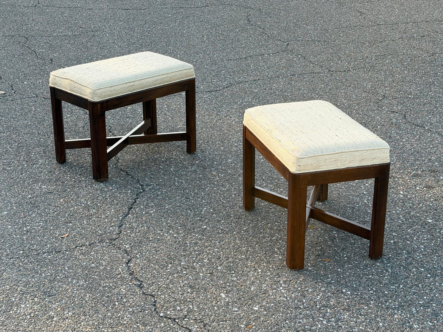 Frisman Vintage A Pair Of Classic X Base Upholstered Benches By Drexel Heritage ca' 1960's
