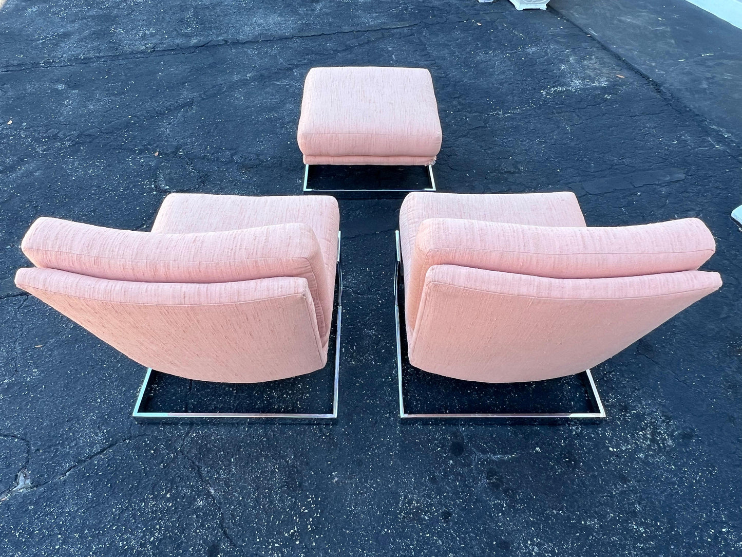 Frisman Vintage A Pair Of Vintage Milo Baughman Cantilever Slipper Chairs With Ottoman