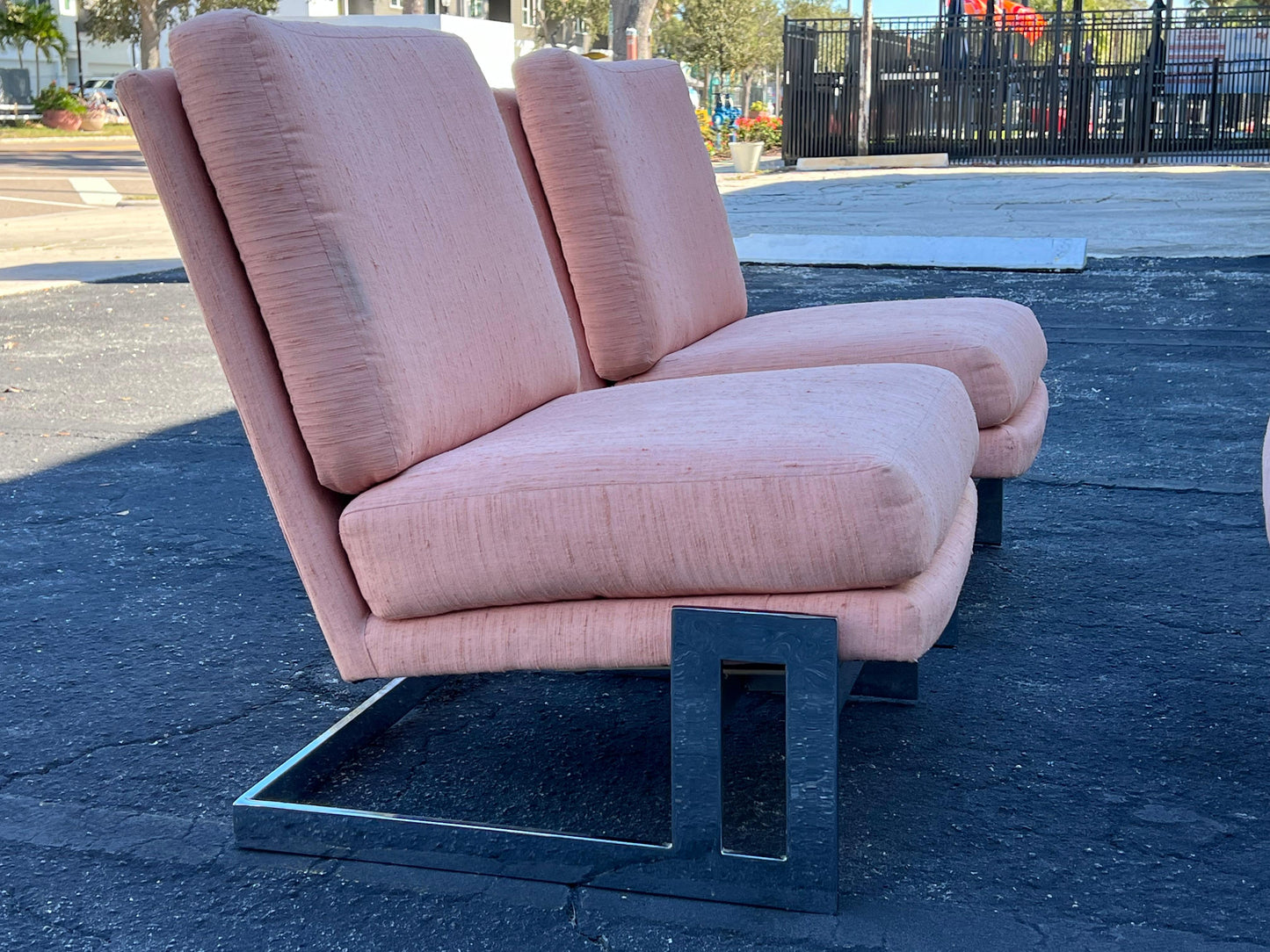 Frisman Vintage A Pair Of Vintage Milo Baughman Cantilever Slipper Chairs With Ottoman