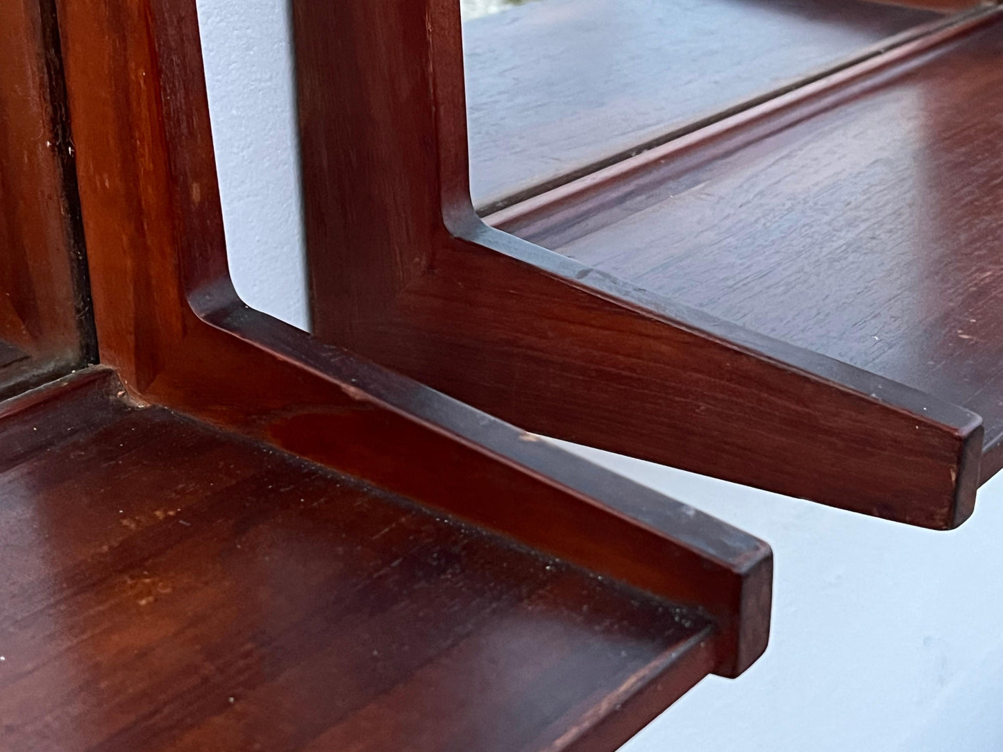 Frisman Vintage A Pair Of Teak Danish Mirrors With Shelves Aksel Kjersgaard 1960's