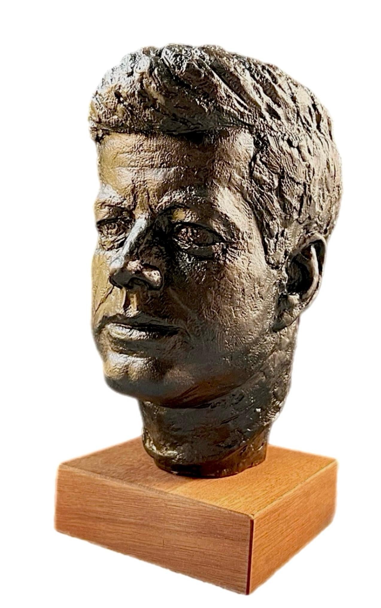 Frisman Vintage 60s Edward Schillaci Mid Century Modern Historic Art JFK Bust Sculpture