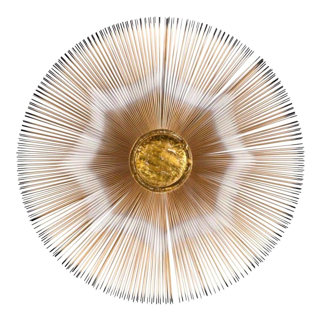Frisman Vintage Mid-Century Casa Devall 2-Tier Copper Brass Brutalist Sunburst Wall Sculpture