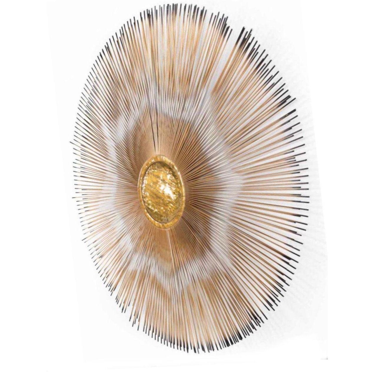 Frisman Vintage Mid-Century Casa Devall 2-Tier Copper Brass Brutalist Sunburst Wall Sculpture