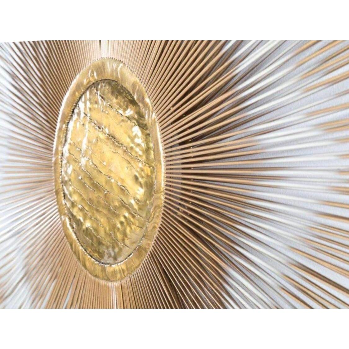 Frisman Vintage Mid-Century Casa Devall 2-Tier Copper Brass Brutalist Sunburst Wall Sculpture