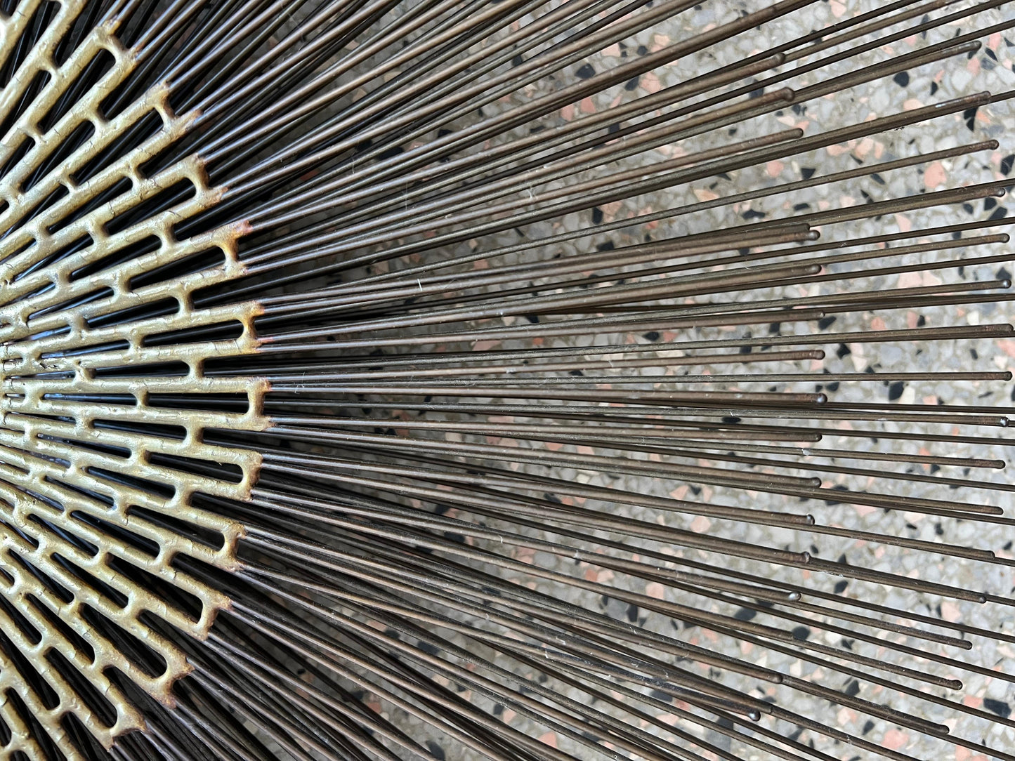 Frisman Vintage Brutalist Sunburst Wall Sculpture Mirror by William Friedle, 1970s