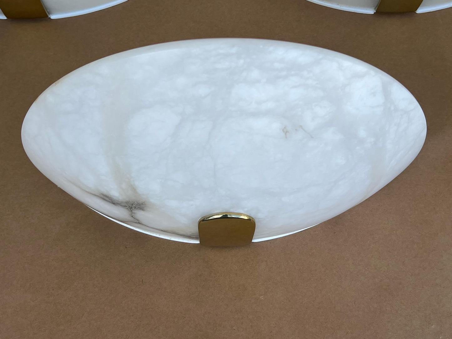 Frisman Vintage Alabaster And Brass Sconces By Lightolier Art Deco Style Ca' 1980's