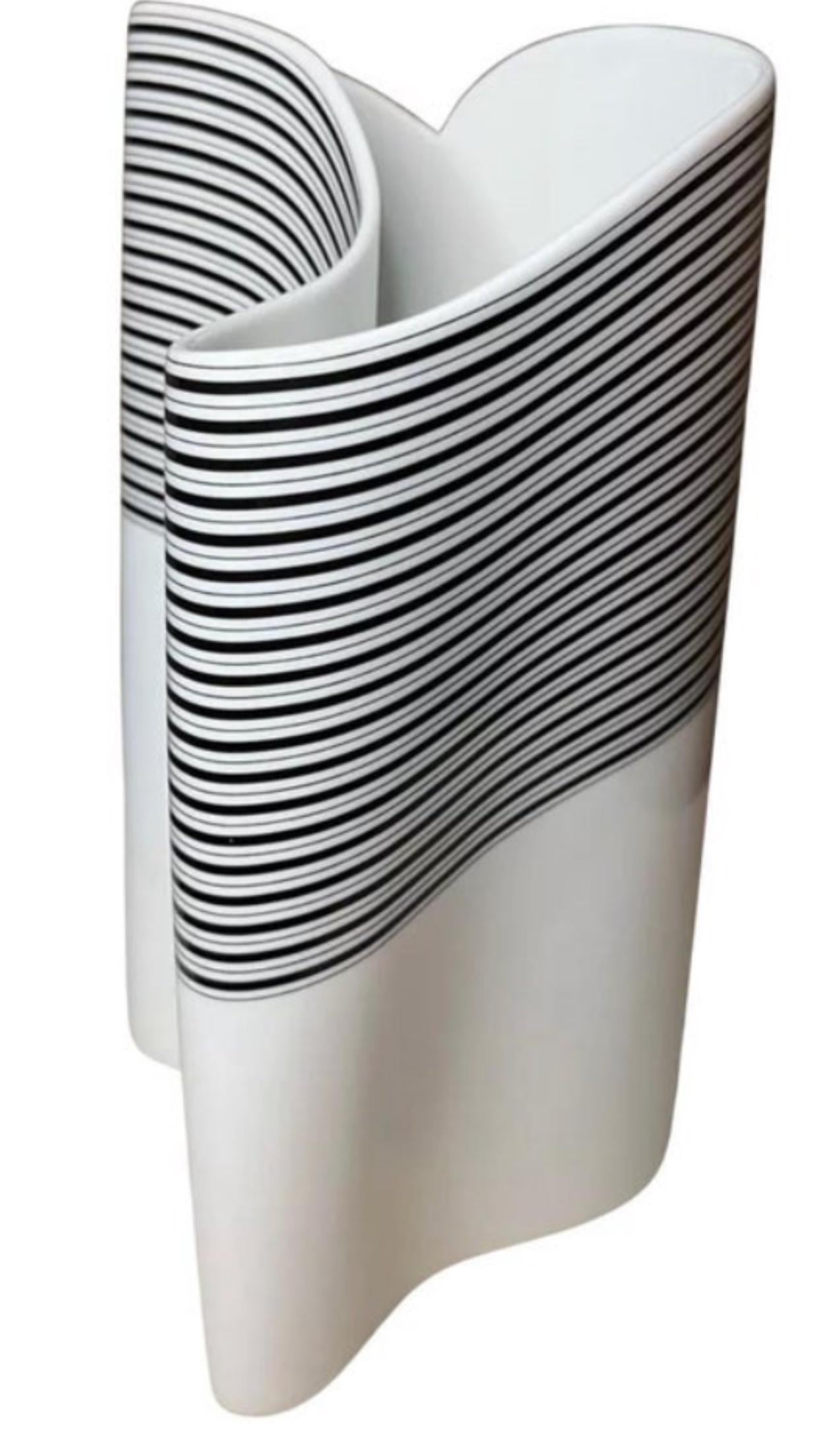 Frisman Vintage Rare Barbara Brenner Rosenthal Studio Linie Op Art Wave Vase Germany Mint