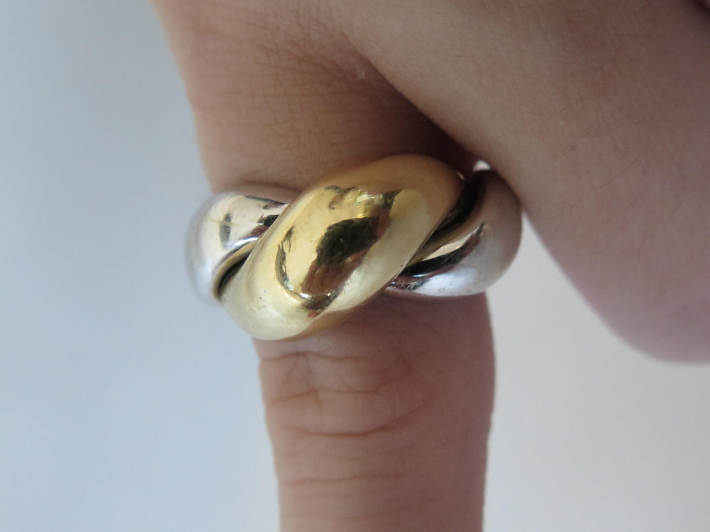 Frisman Vintage Le Gi Italy Twist Yellow White Gold Ring 14K