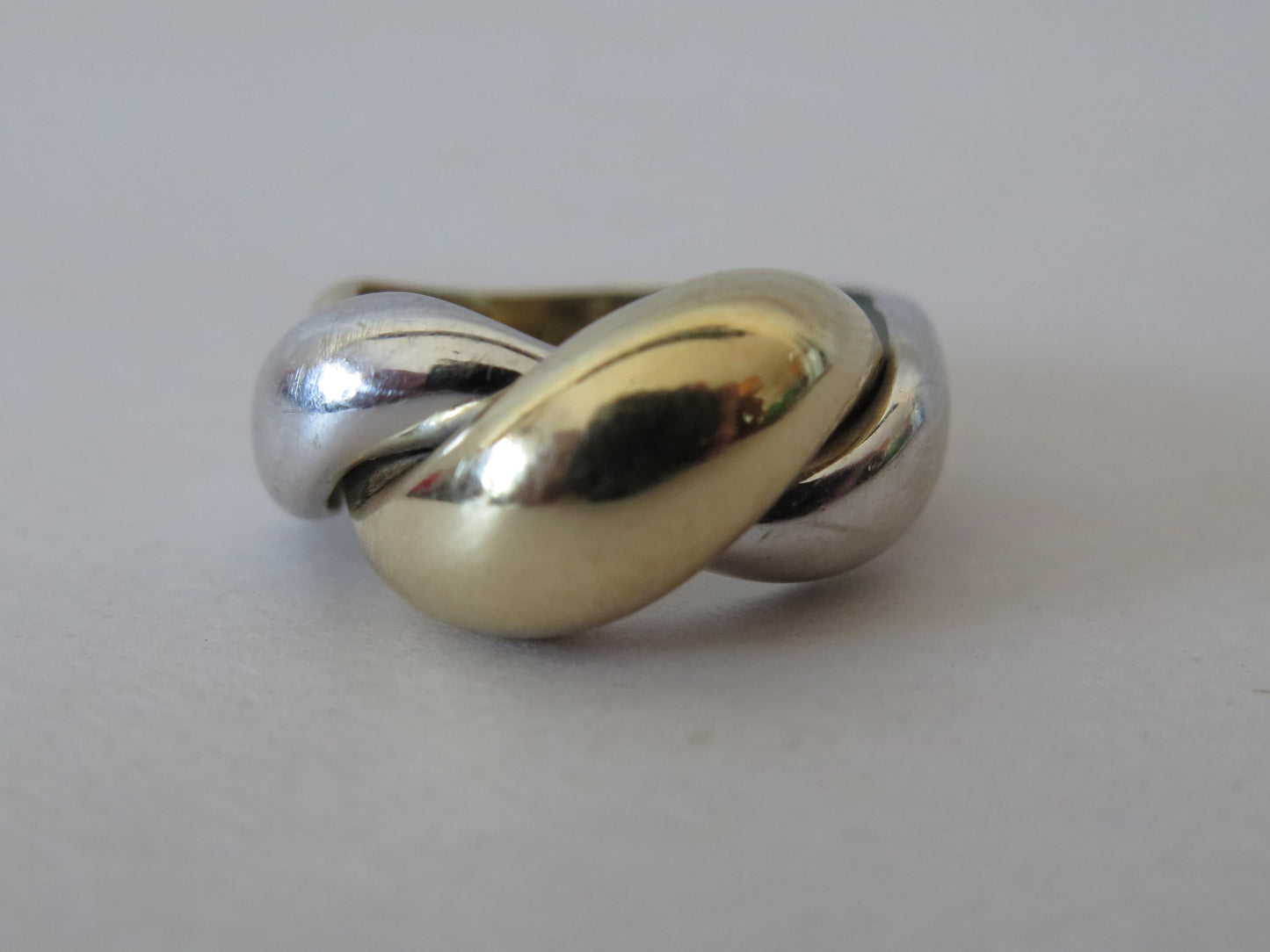 Frisman Vintage Le Gi Italy Twist Yellow White Gold Ring 14K