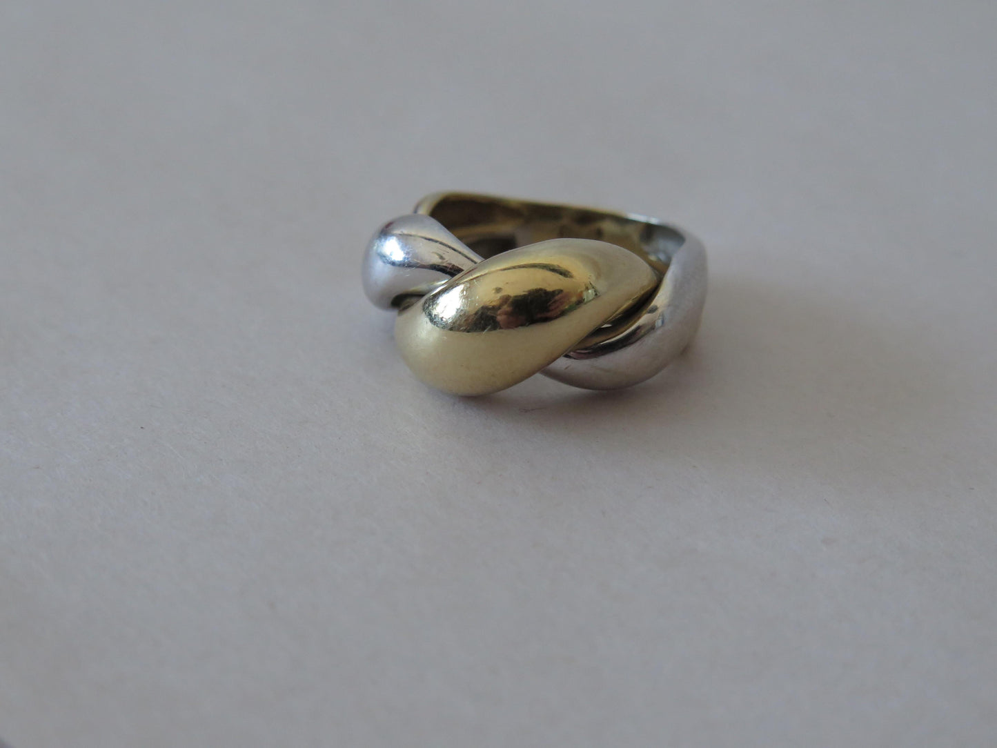 Frisman Vintage Le Gi Italy Twist Yellow White Gold Ring 14K