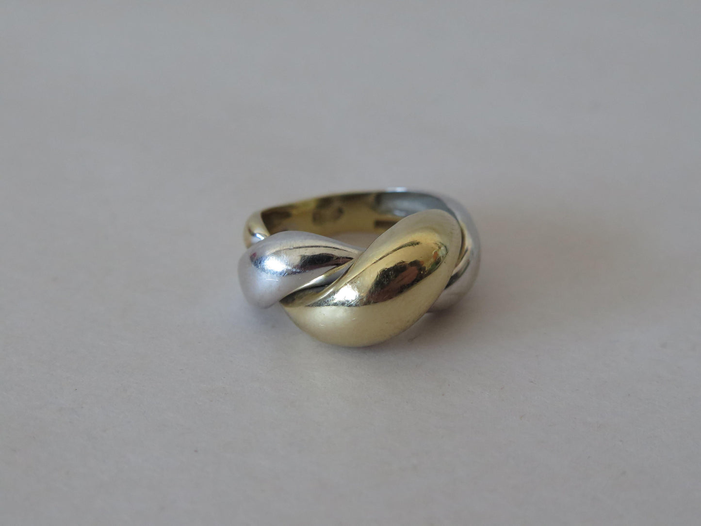 Frisman Vintage Le Gi Italy Twist Yellow White Gold Ring 14K