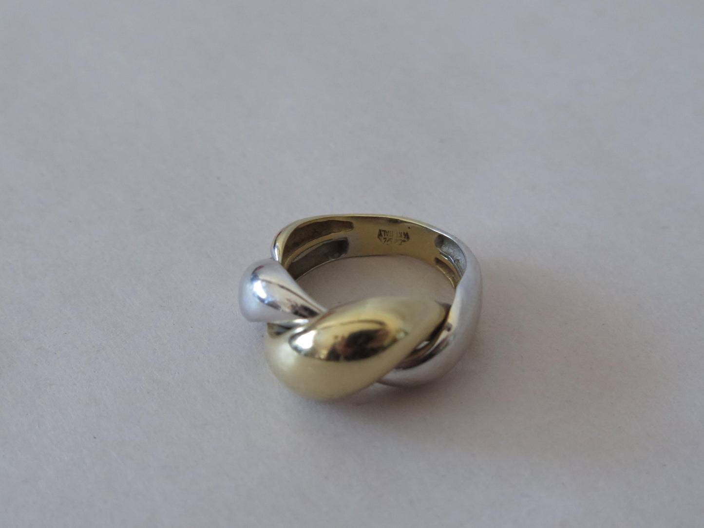 Frisman Vintage Le Gi Italy Twist Yellow White Gold Ring 14K
