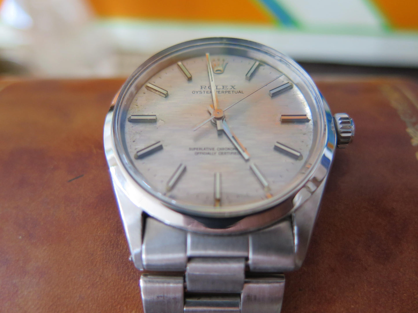 Frisman Vintage Men's Rolex Oyster Perpetual Stainless Watch With Original Shantung Dial 1971