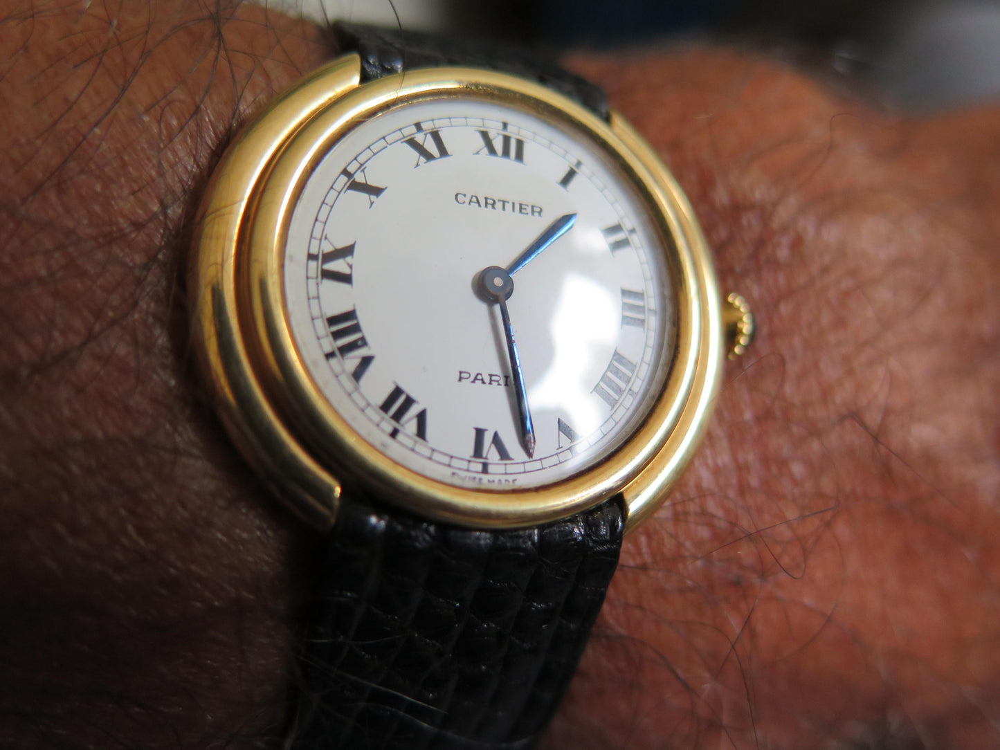 Frisman Vintage Cartier Paris Vendome Large Automatic Original Deployant Buckle Ca' 1970's