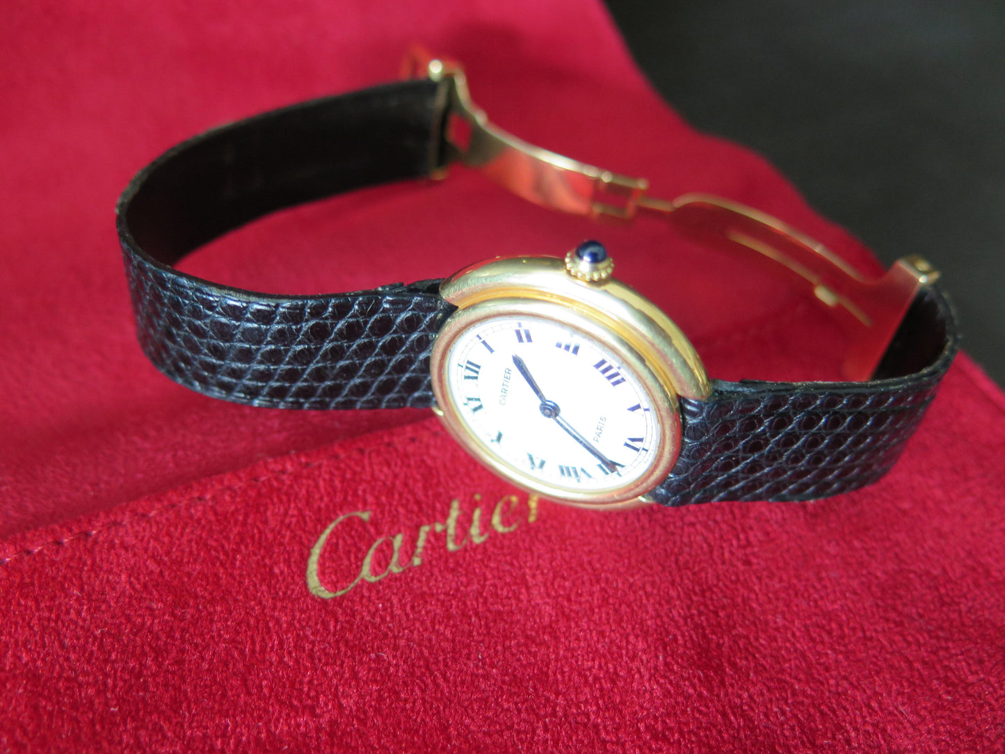 Frisman Vintage Cartier Paris Vendome Large Automatic Original Deployant Buckle Ca' 1970's