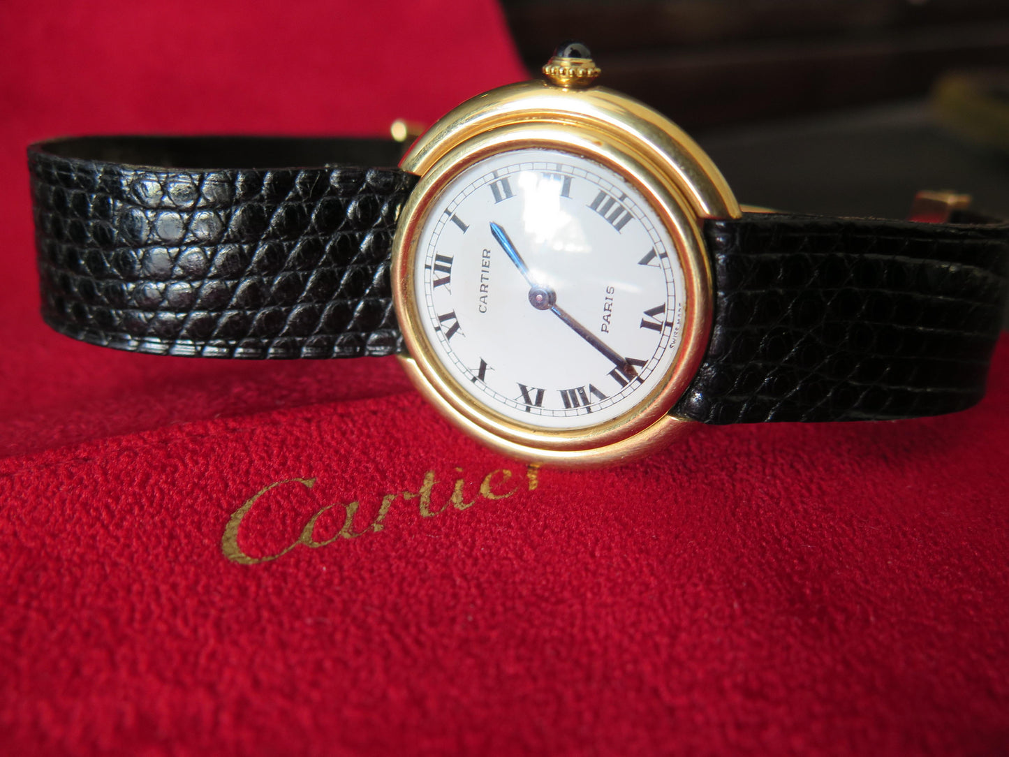 Frisman Vintage Cartier Paris Vendome Large Automatic Original Deployant Buckle Ca' 1970's