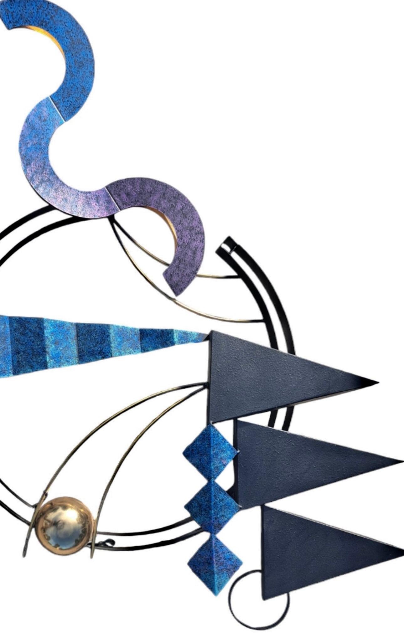 Frisman Vintage C. Jere 90s Mixed Media PostModern Memphis Geometric Abstract Wall Sculpture Art