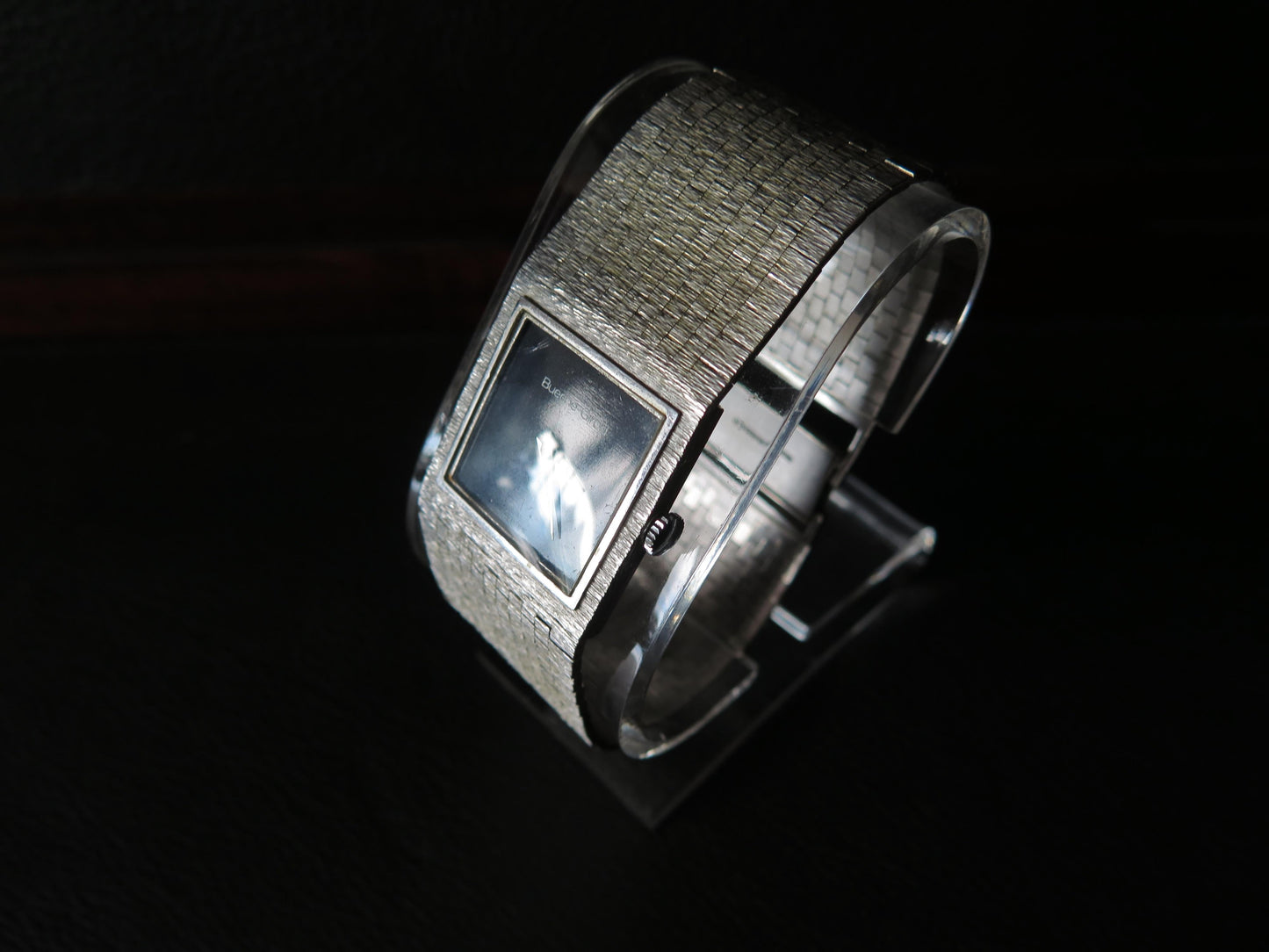 Frisman Vintage Bueche Girod Dress Watch In 9K White Gold Integrated Bracelet Ca' 1970's