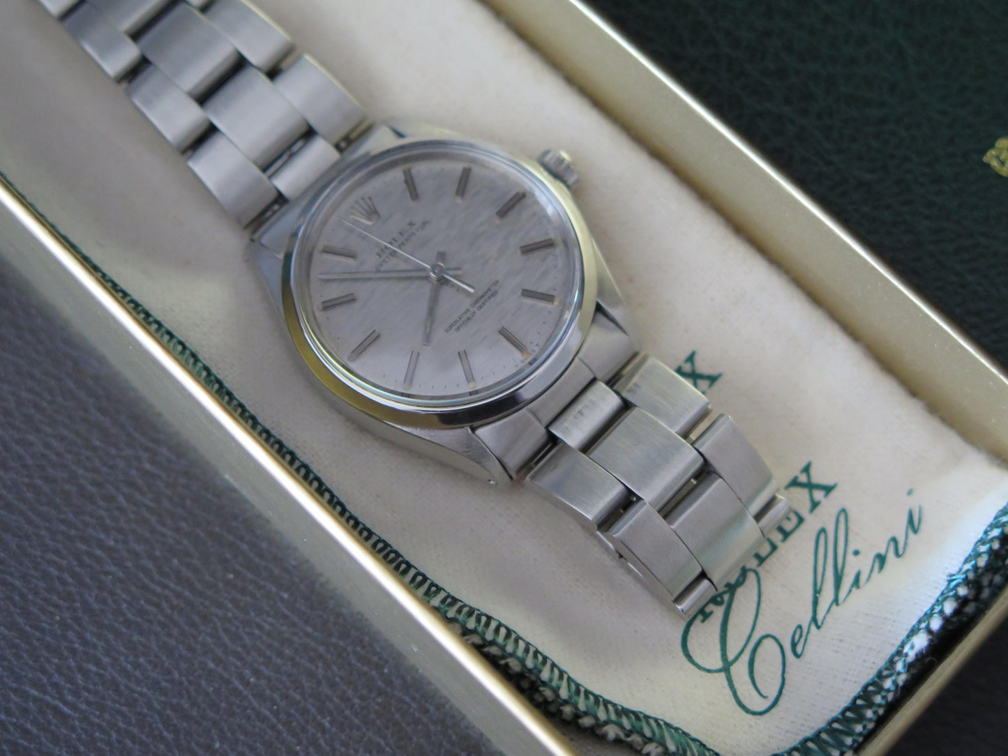 Frisman Vintage Men's Rolex Oyster Perpetual Stainless Watch With Original Shantung Dial 1971