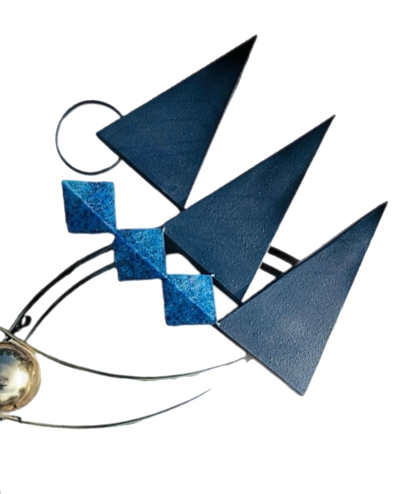 Frisman Vintage C. Jere 90s Mixed Media PostModern Memphis Geometric Abstract Wall Sculpture Art
